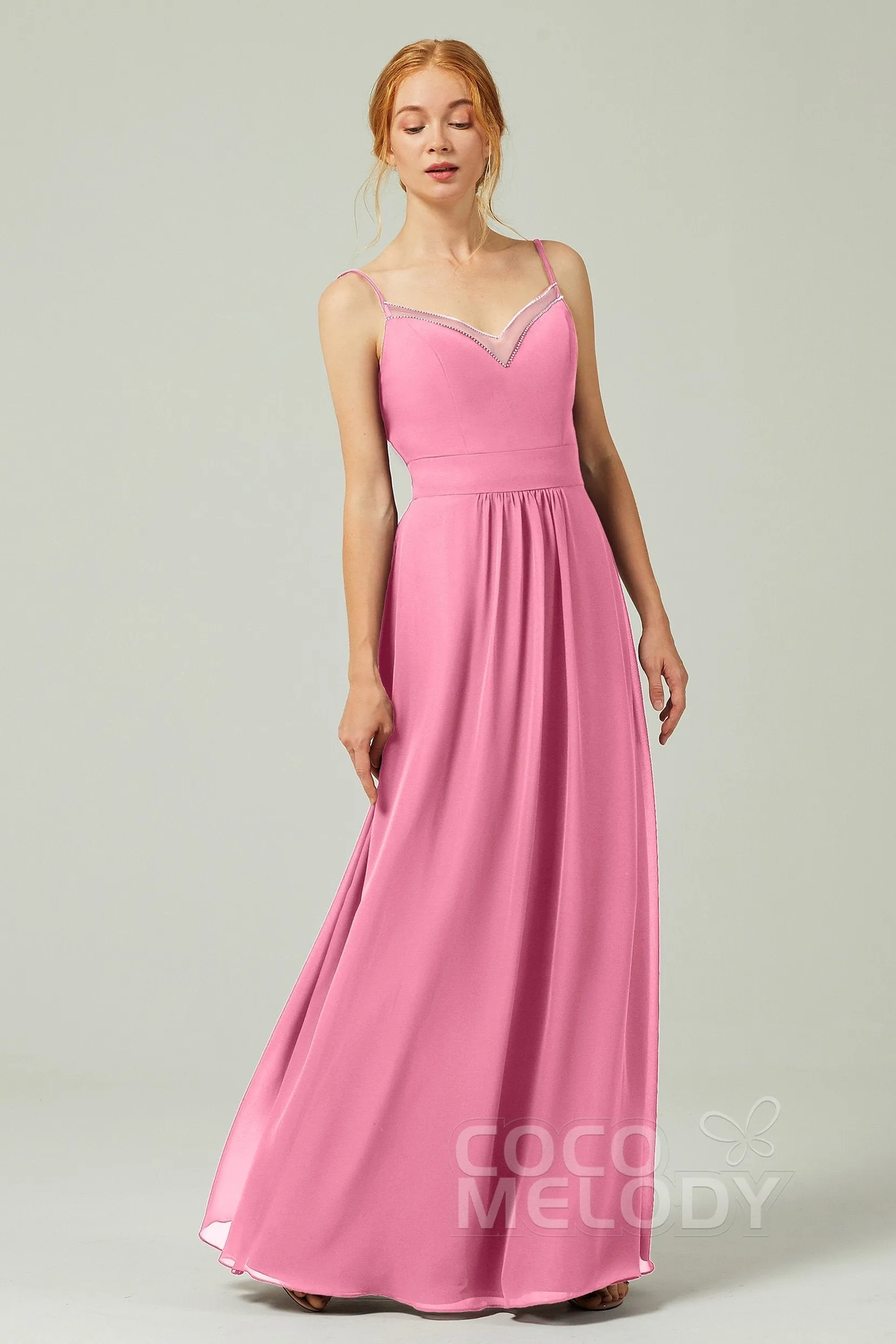 A-Line Floor Length Chiffon Bridesmaid Dress CB0293