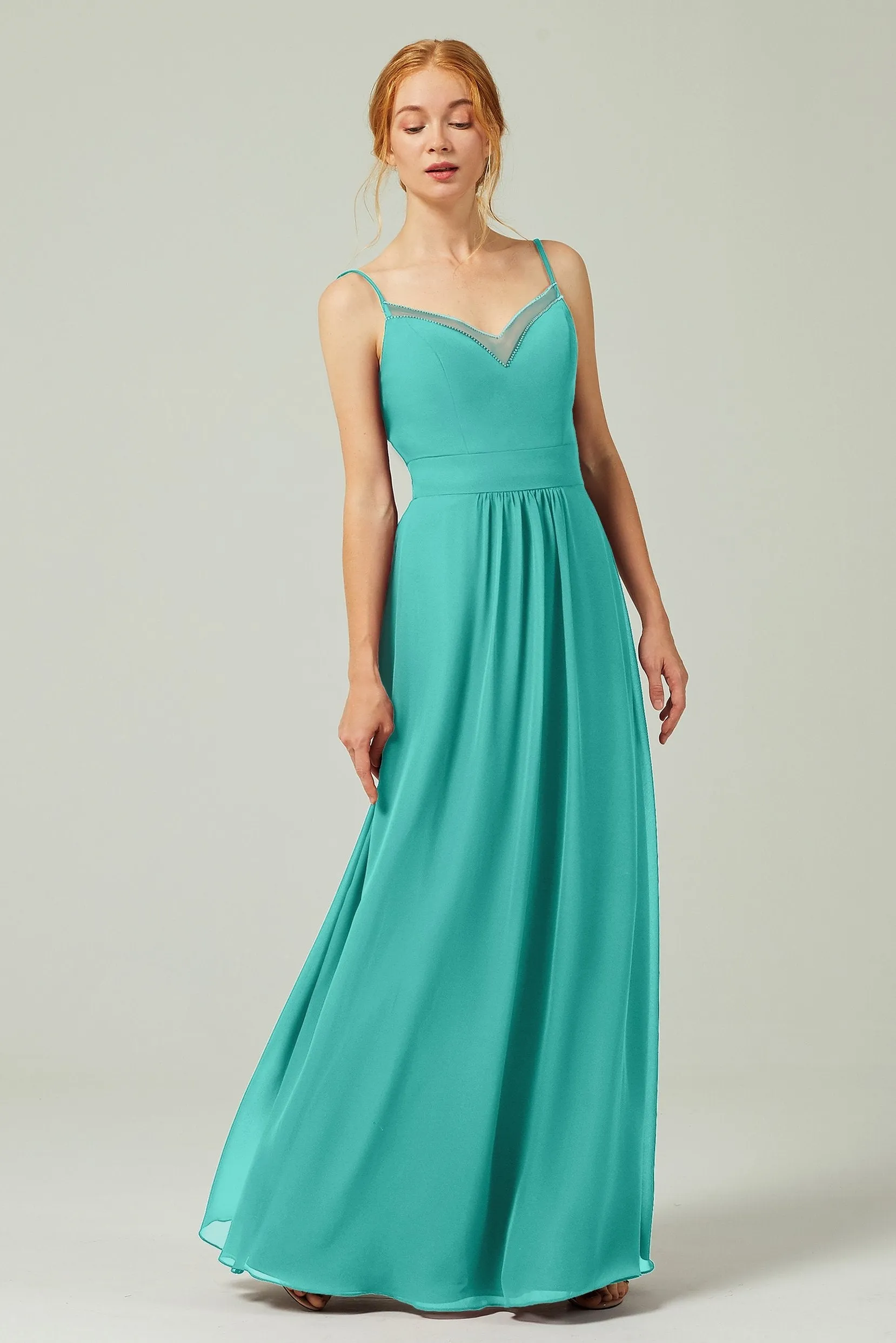 A-Line Floor Length Chiffon Bridesmaid Dress CB0293