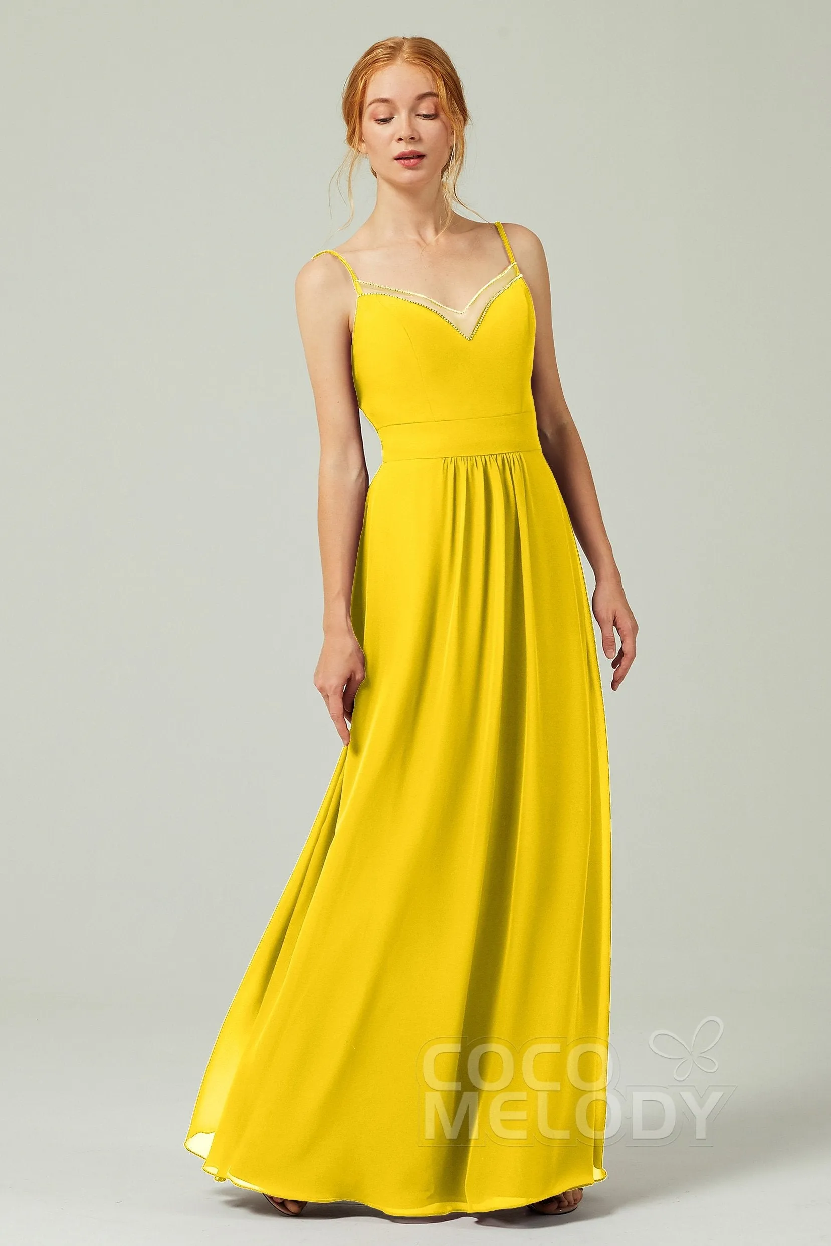 A-Line Floor Length Chiffon Bridesmaid Dress CB0293