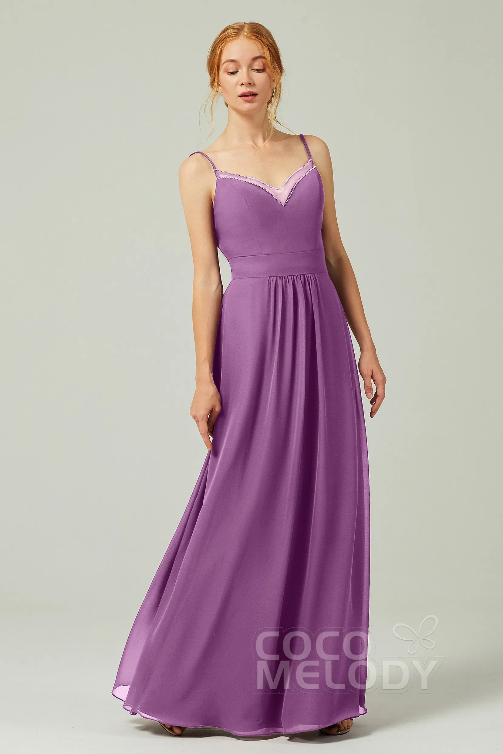 A-Line Floor Length Chiffon Bridesmaid Dress CB0293