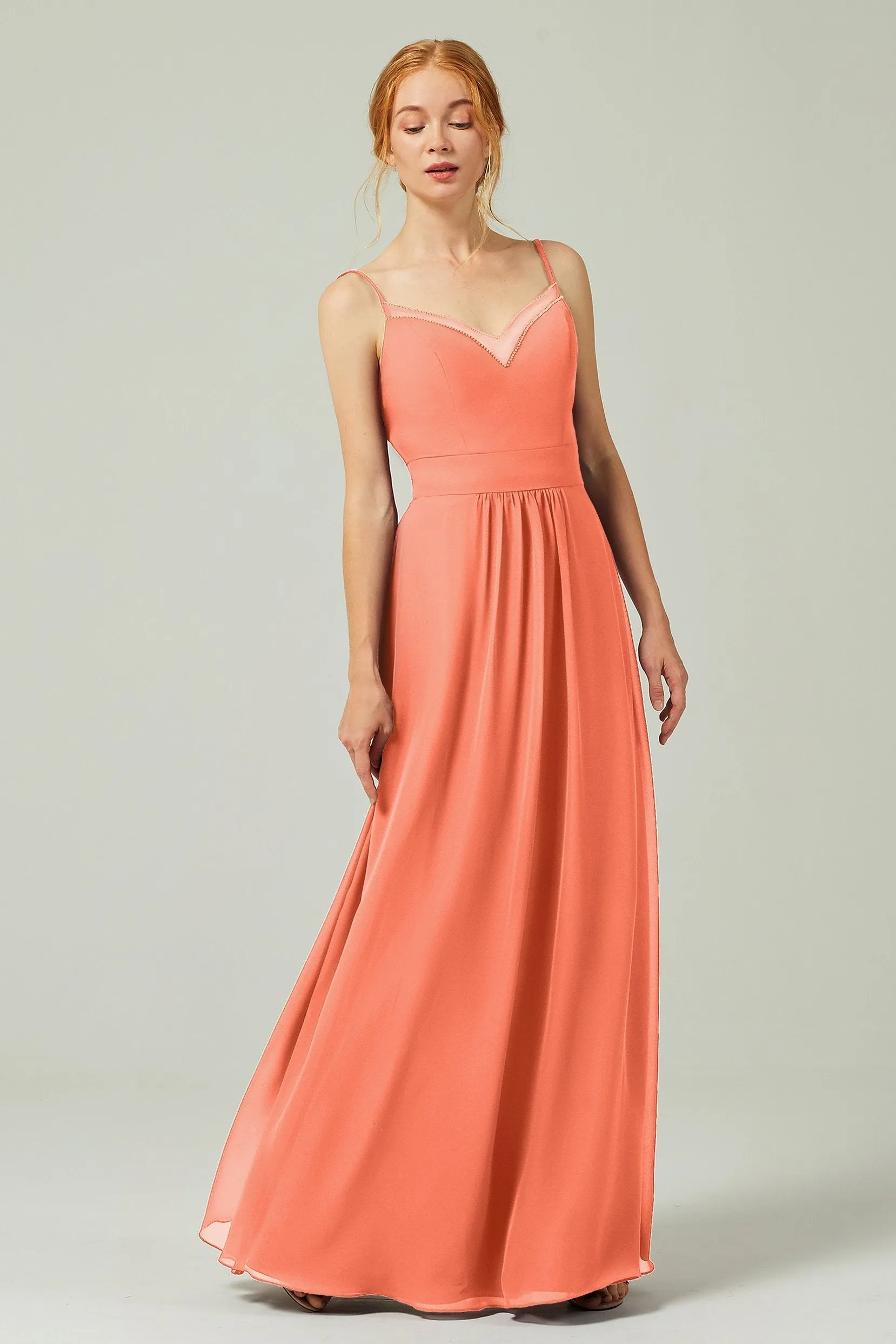 A-Line Floor Length Chiffon Bridesmaid Dress CB0293