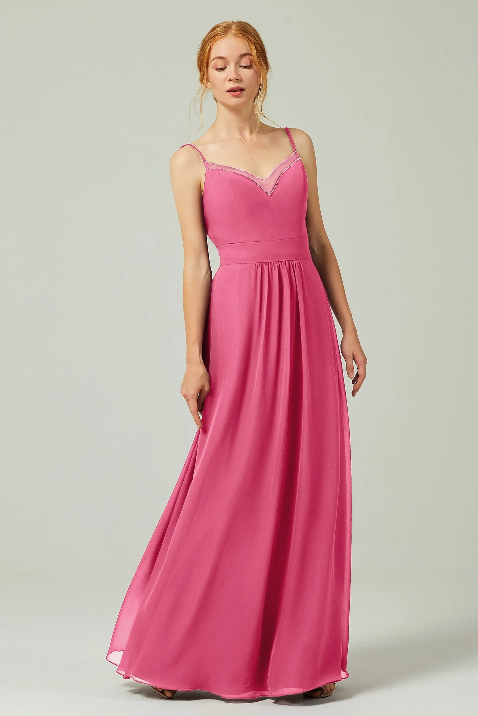 A-Line Floor Length Chiffon Bridesmaid Dress CB0293