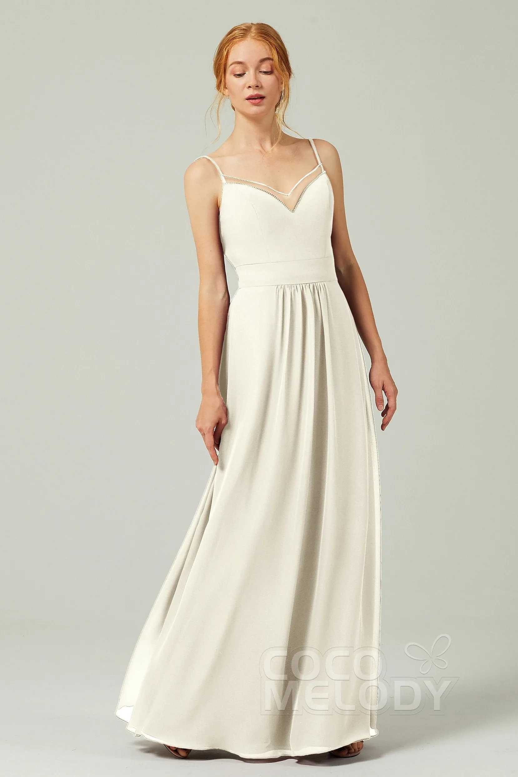 A-Line Floor Length Chiffon Bridesmaid Dress CB0293