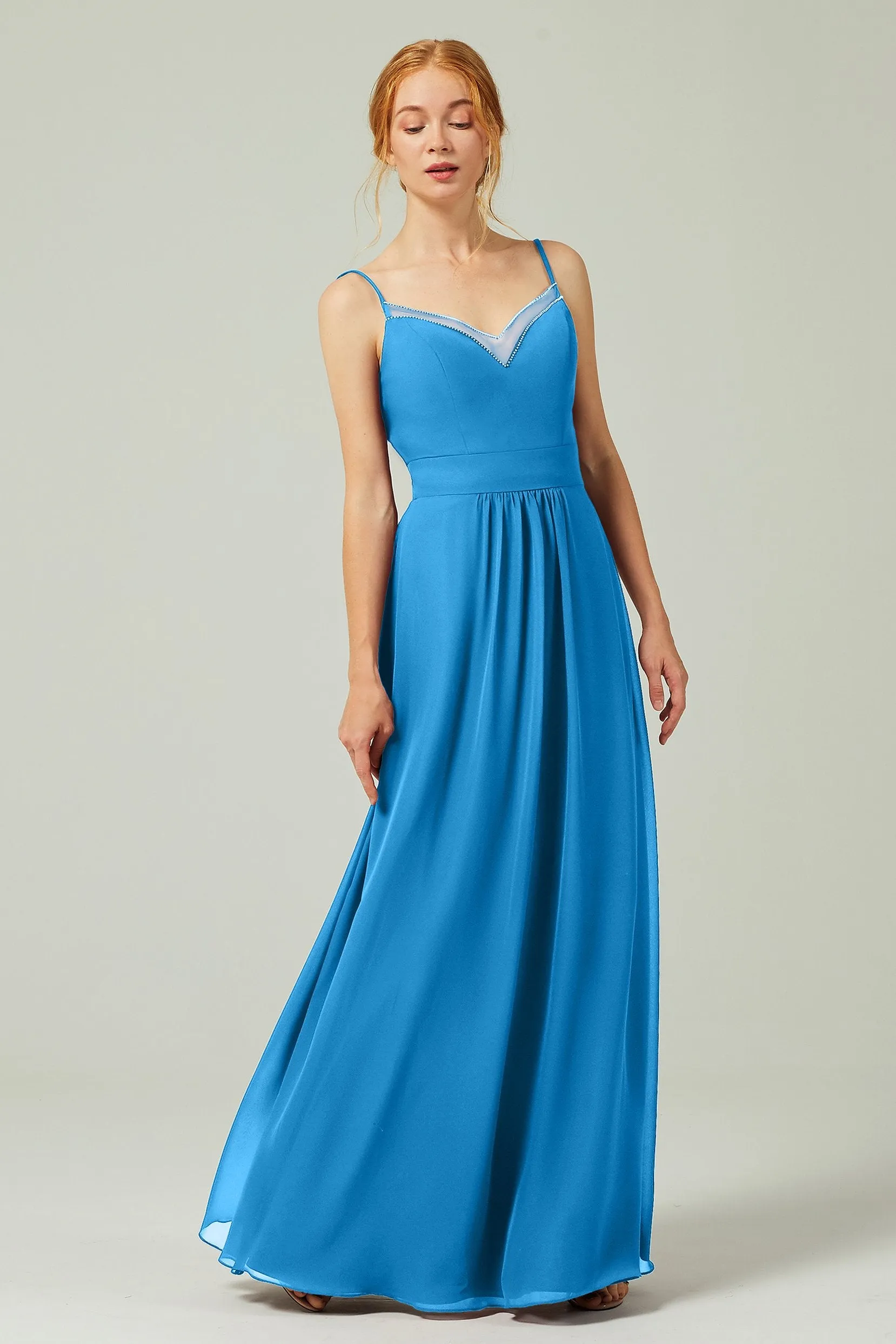 A-Line Floor Length Chiffon Bridesmaid Dress CB0293