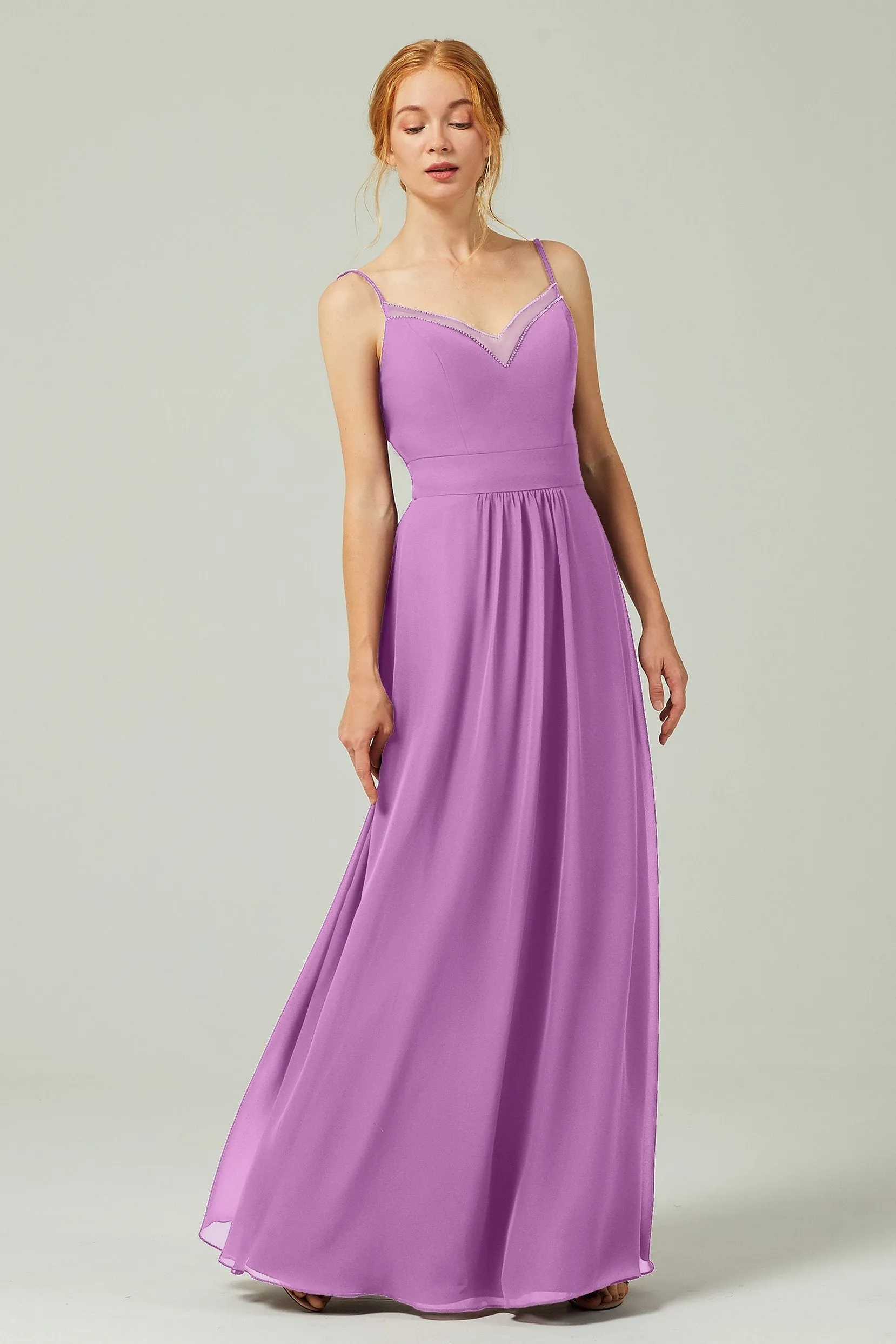 A-Line Floor Length Chiffon Bridesmaid Dress CB0293