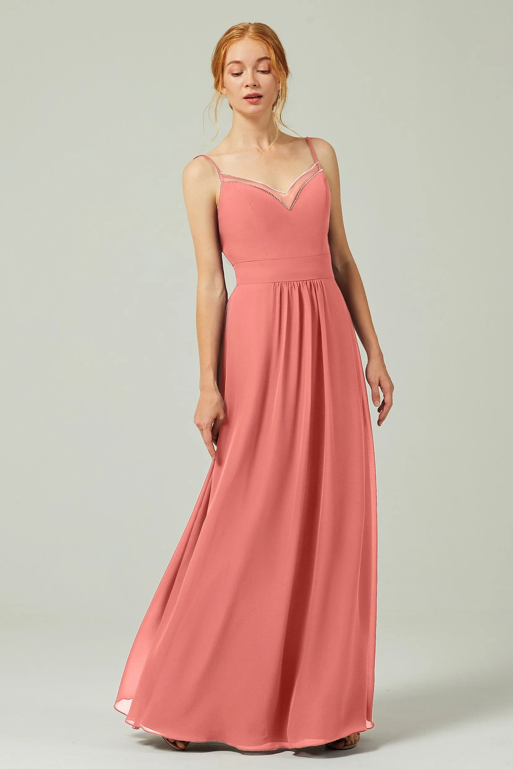 A-Line Floor Length Chiffon Bridesmaid Dress CB0293
