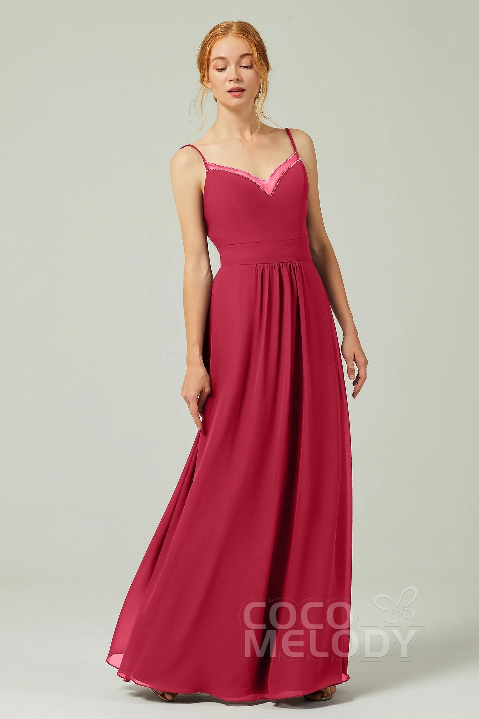 A-Line Floor Length Chiffon Bridesmaid Dress CB0293