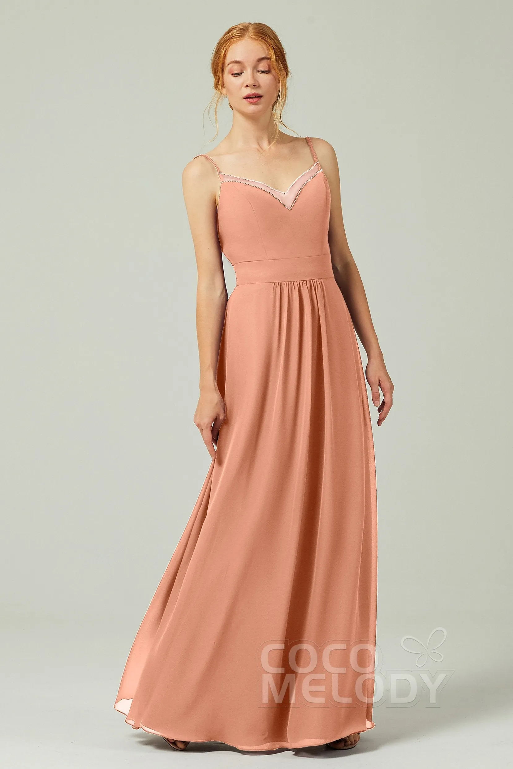 A-Line Floor Length Chiffon Bridesmaid Dress CB0293