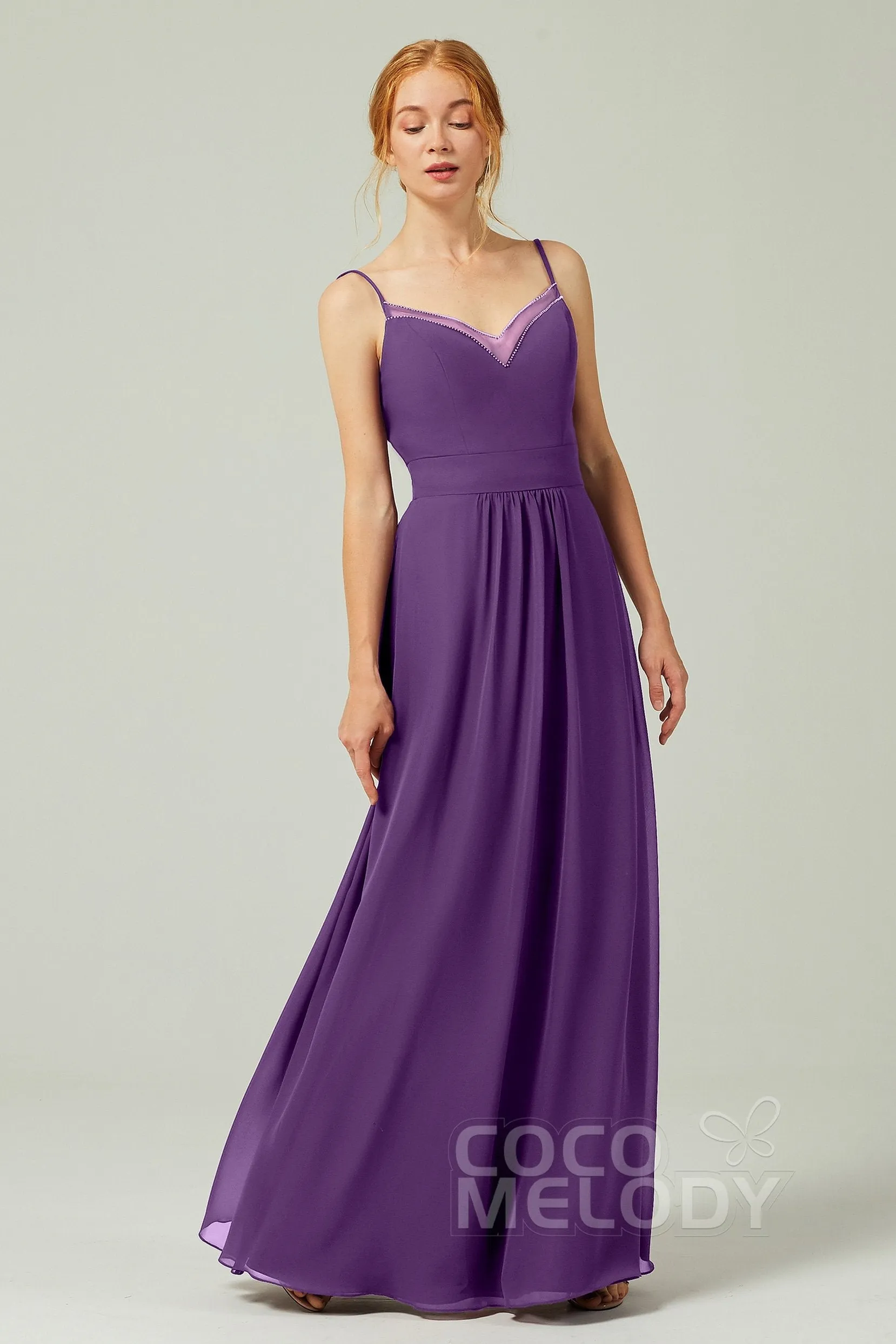 A-Line Floor Length Chiffon Bridesmaid Dress CB0293
