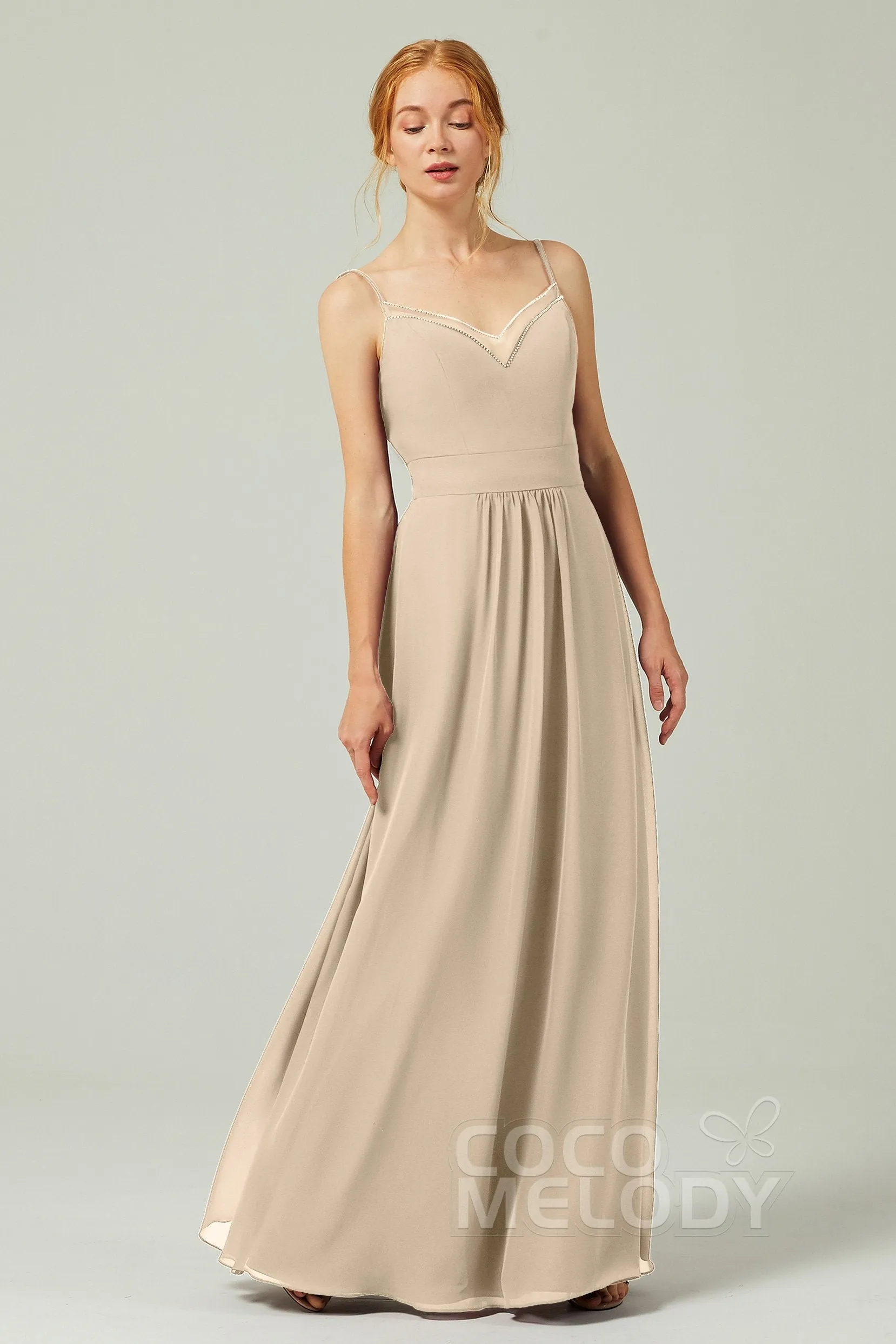 A-Line Floor Length Chiffon Bridesmaid Dress CB0293