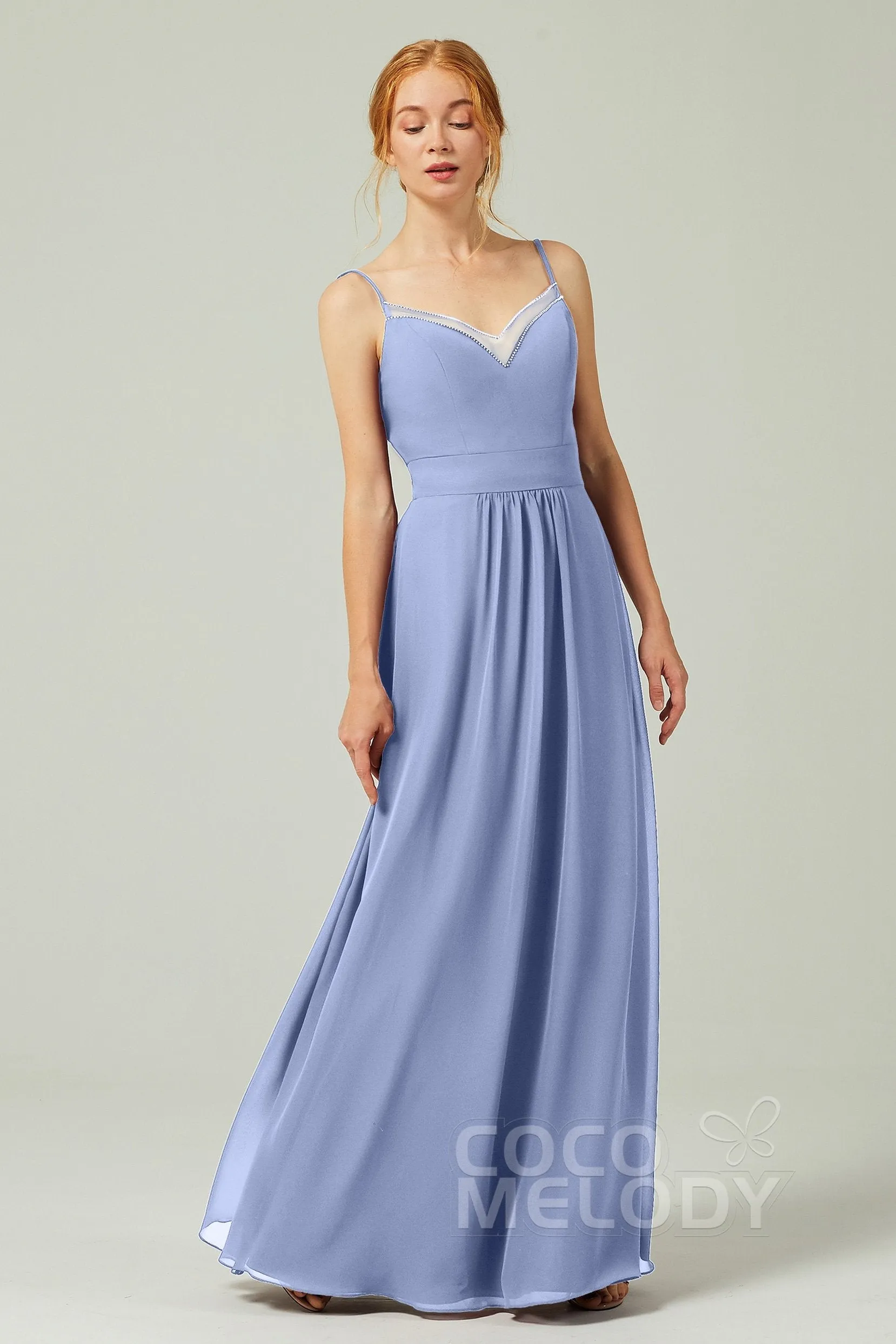 A-Line Floor Length Chiffon Bridesmaid Dress CB0293