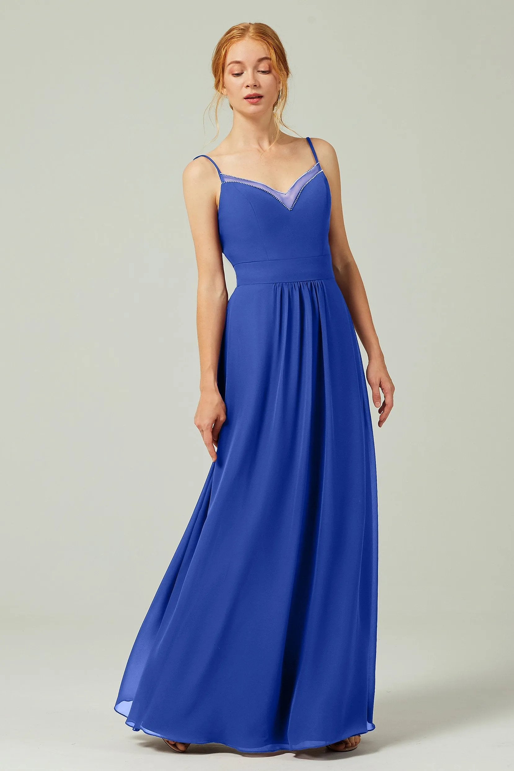 A-Line Floor Length Chiffon Bridesmaid Dress CB0293