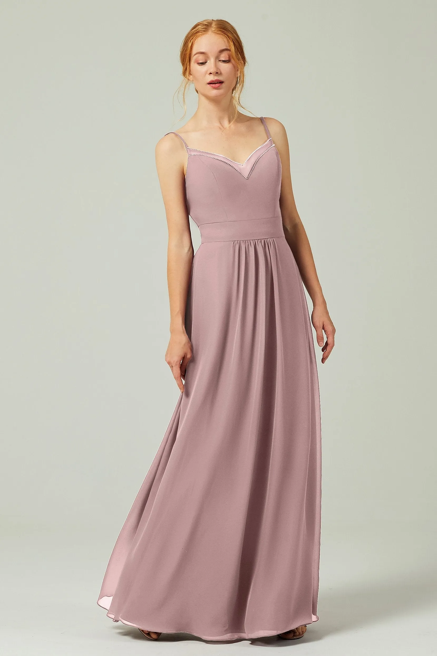A-Line Floor Length Chiffon Bridesmaid Dress CB0293