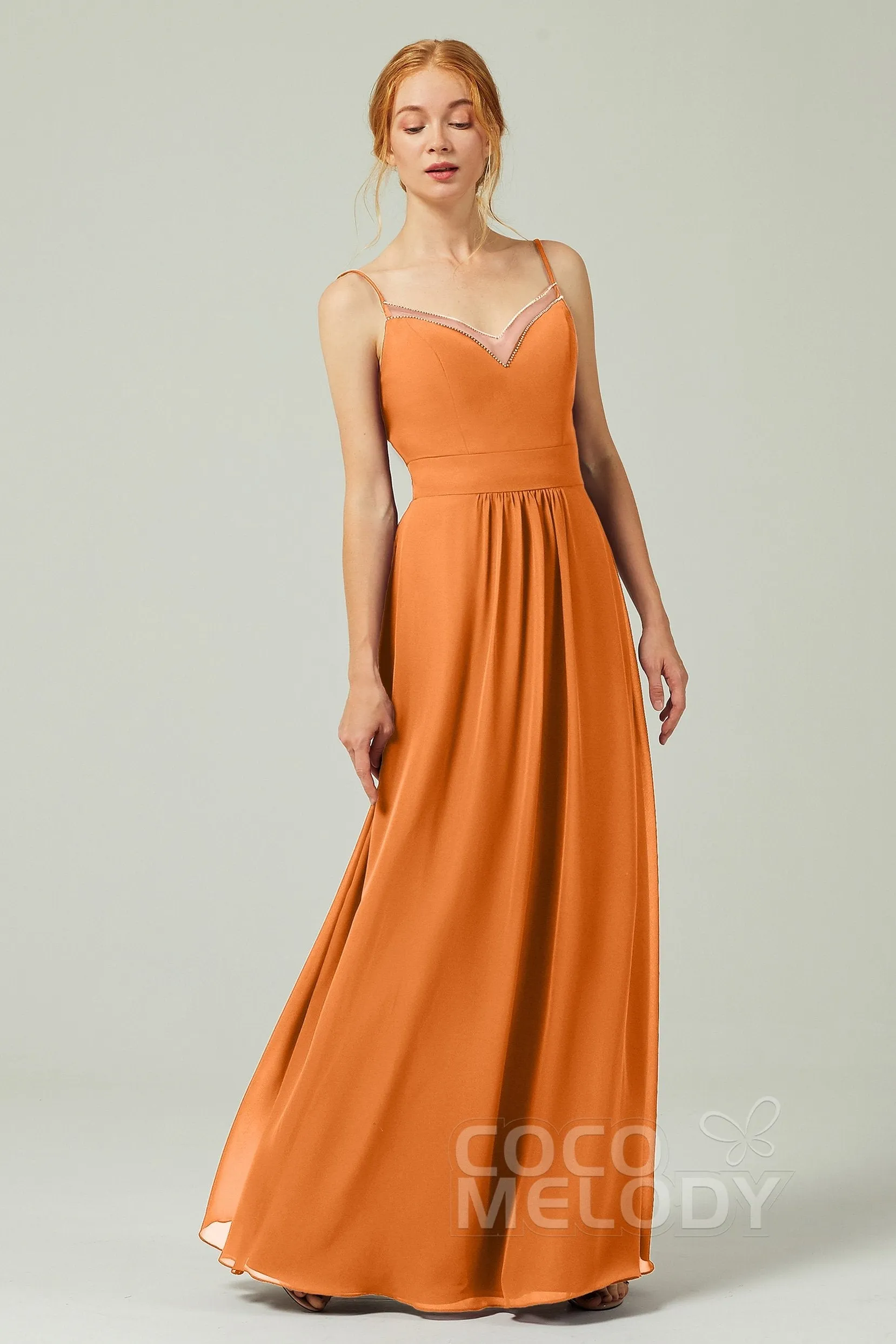 A-Line Floor Length Chiffon Bridesmaid Dress CB0293