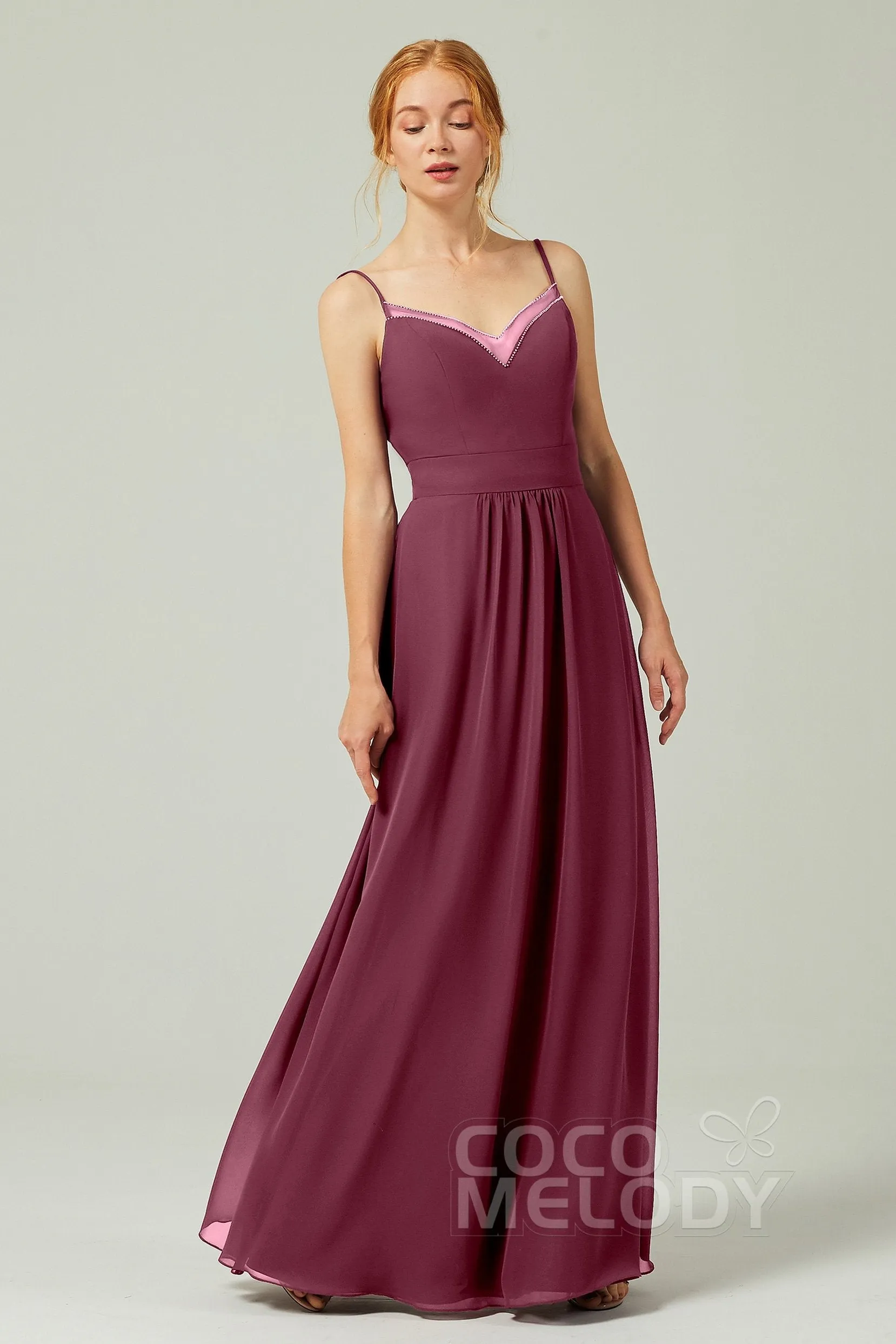 A-Line Floor Length Chiffon Bridesmaid Dress CB0293