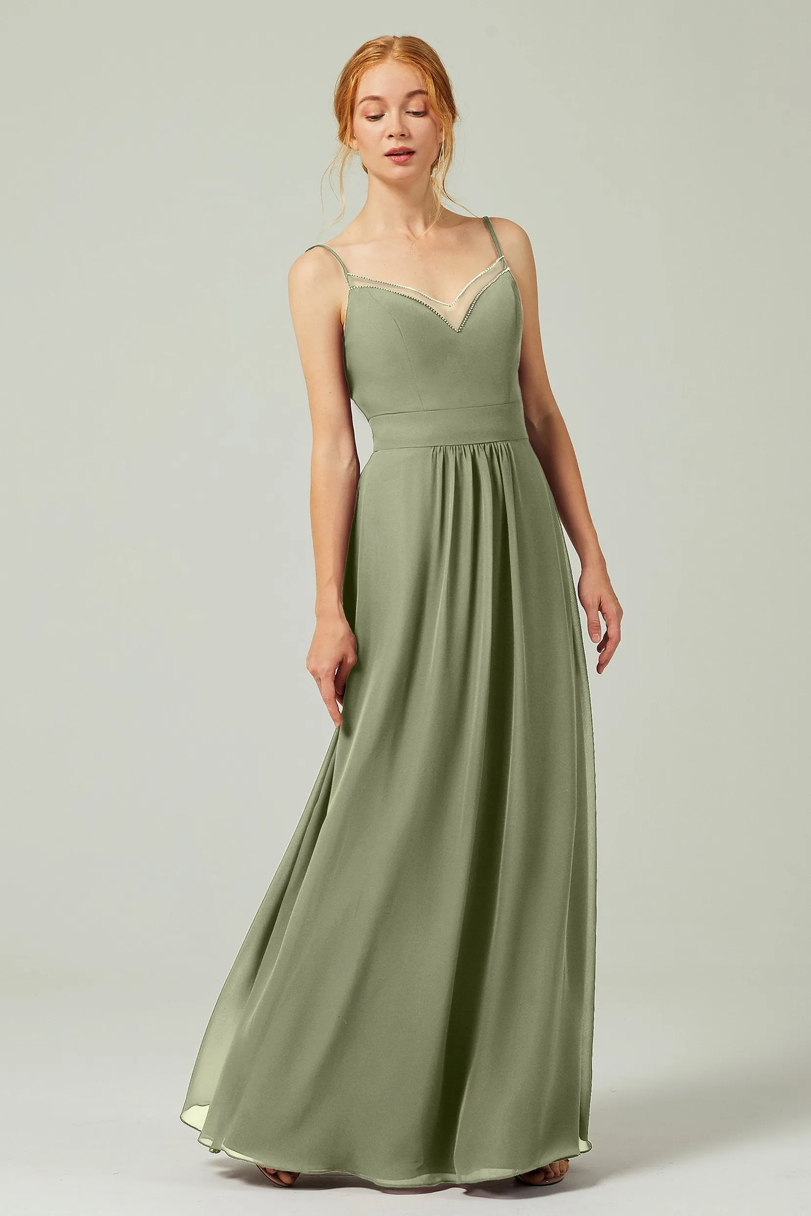 A-Line Floor Length Chiffon Bridesmaid Dress CB0293