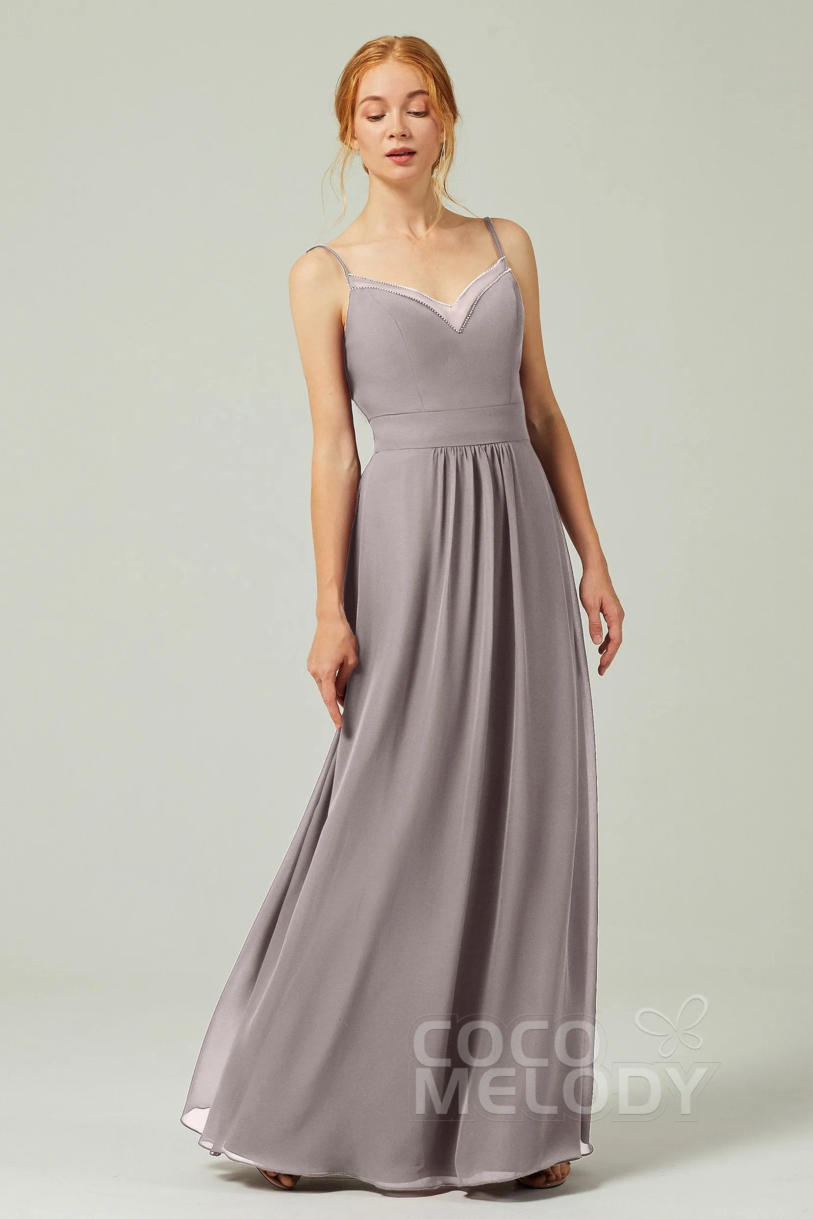 A-Line Floor Length Chiffon Bridesmaid Dress CB0293