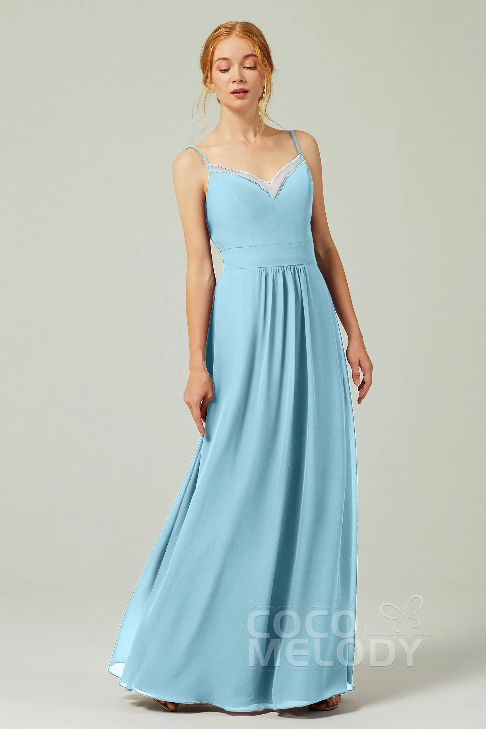A-Line Floor Length Chiffon Bridesmaid Dress CB0293