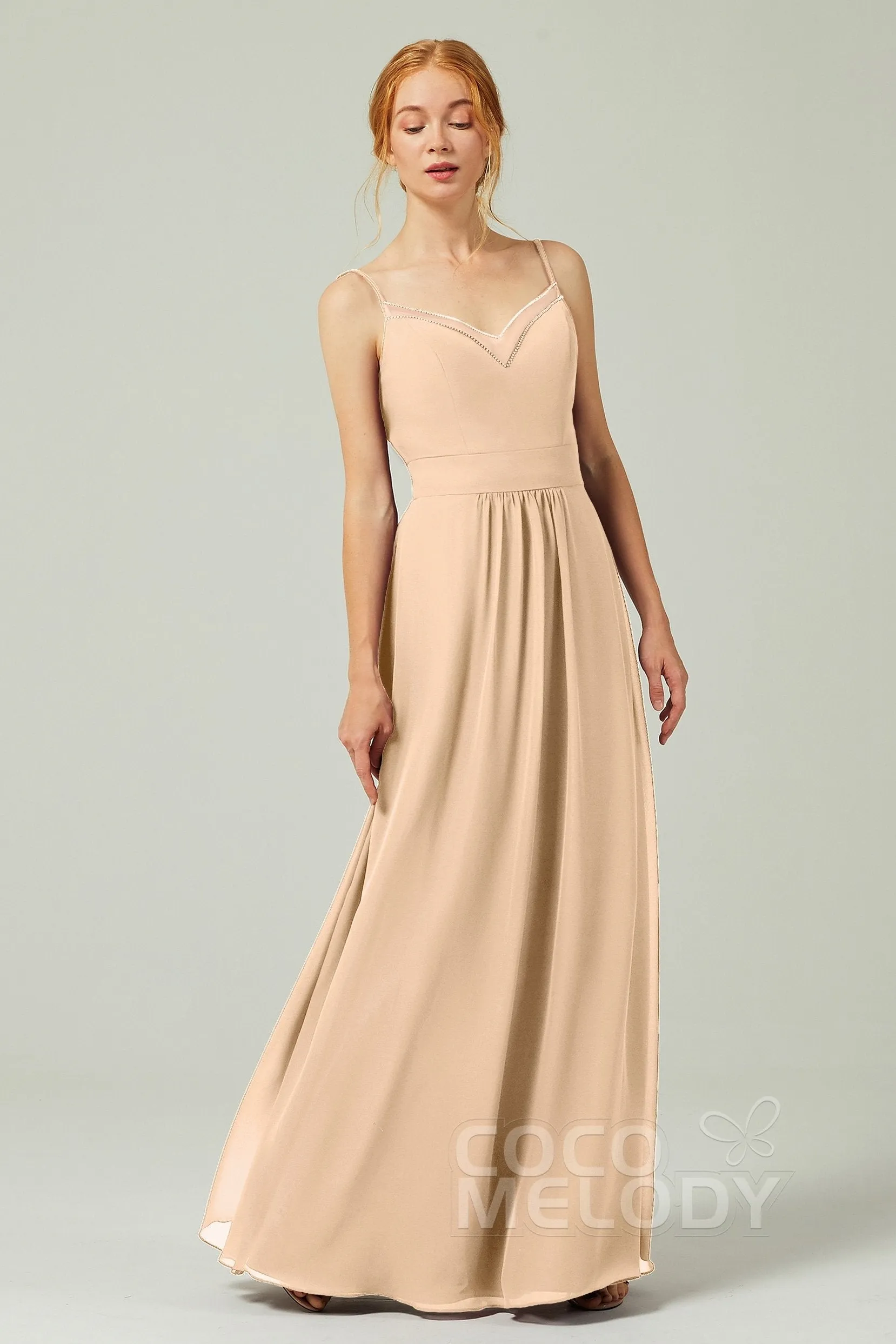 A-Line Floor Length Chiffon Bridesmaid Dress CB0293