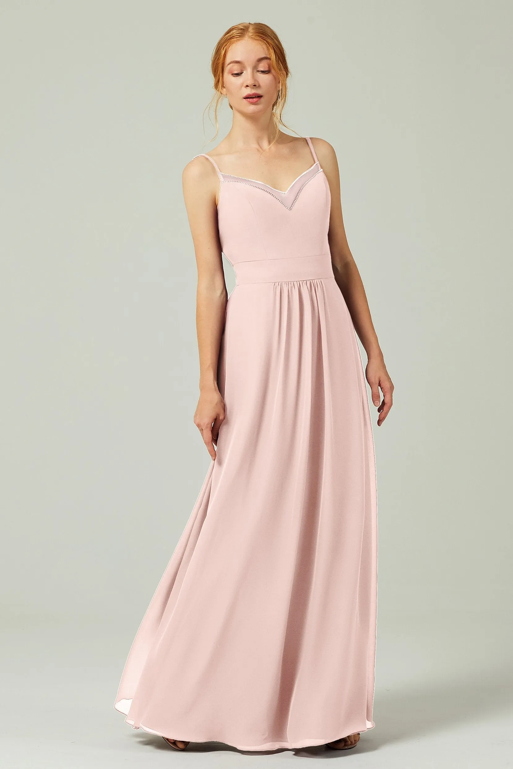A-Line Floor Length Chiffon Bridesmaid Dress CB0293