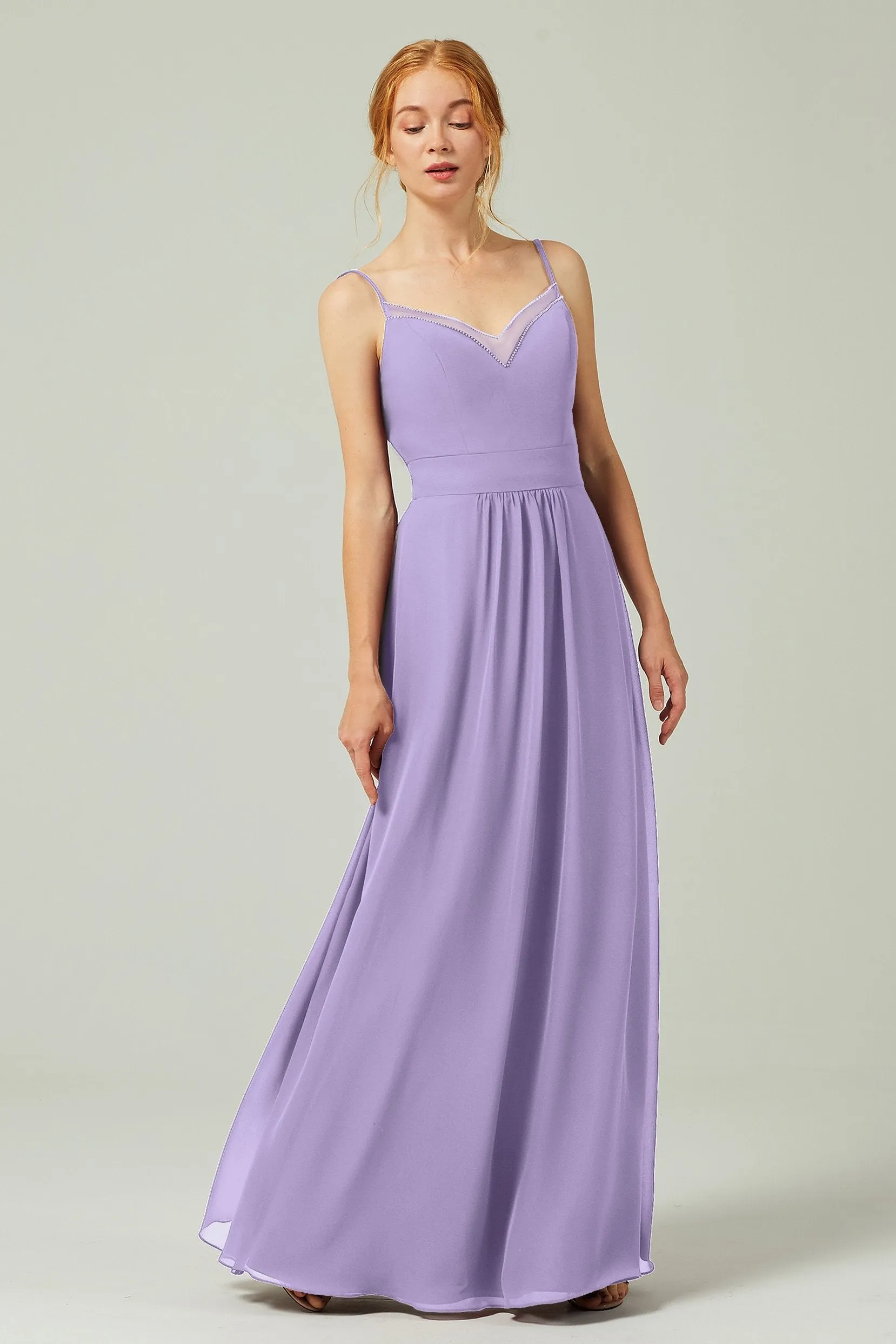 A-Line Floor Length Chiffon Bridesmaid Dress CB0293