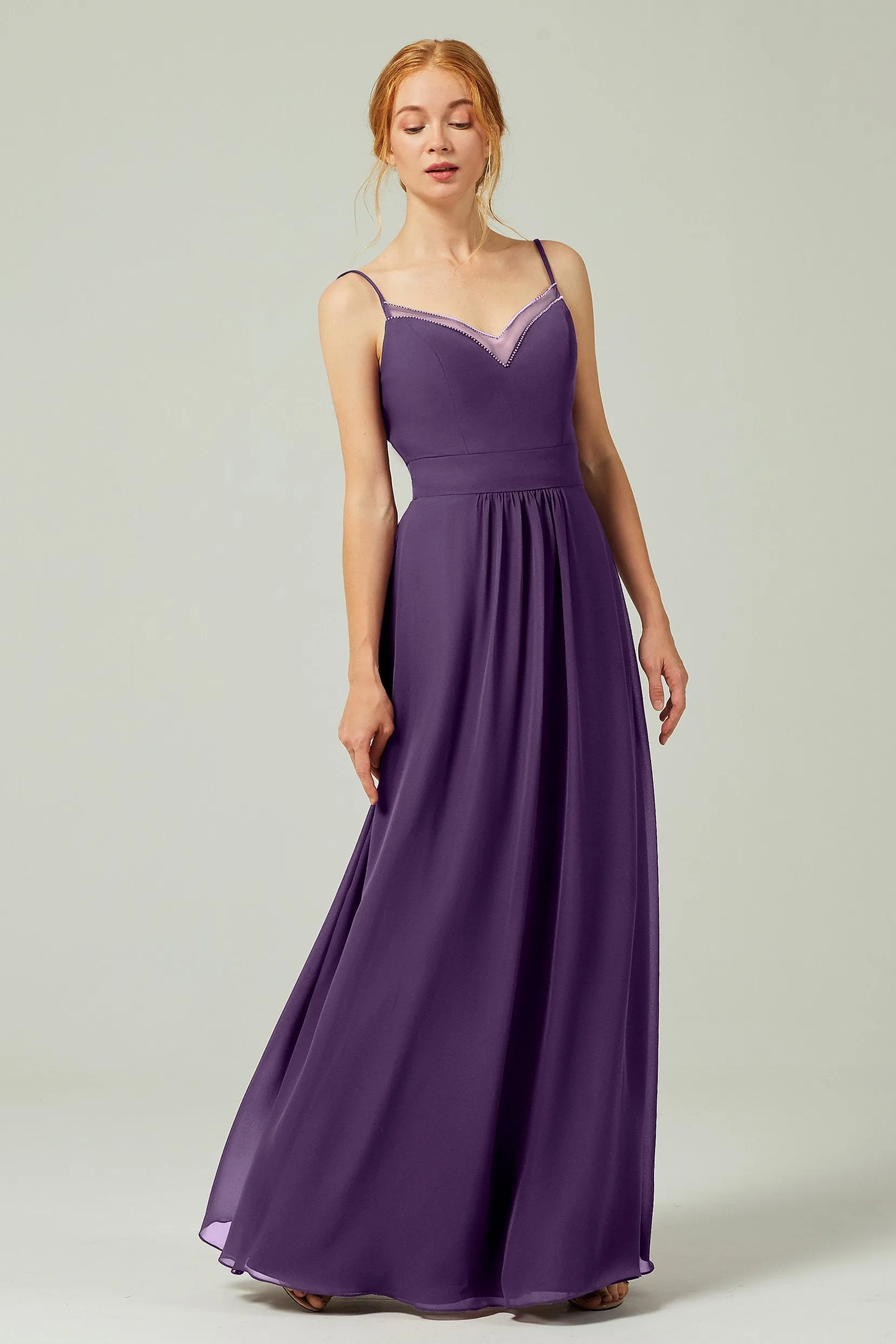 A-Line Floor Length Chiffon Bridesmaid Dress CB0293