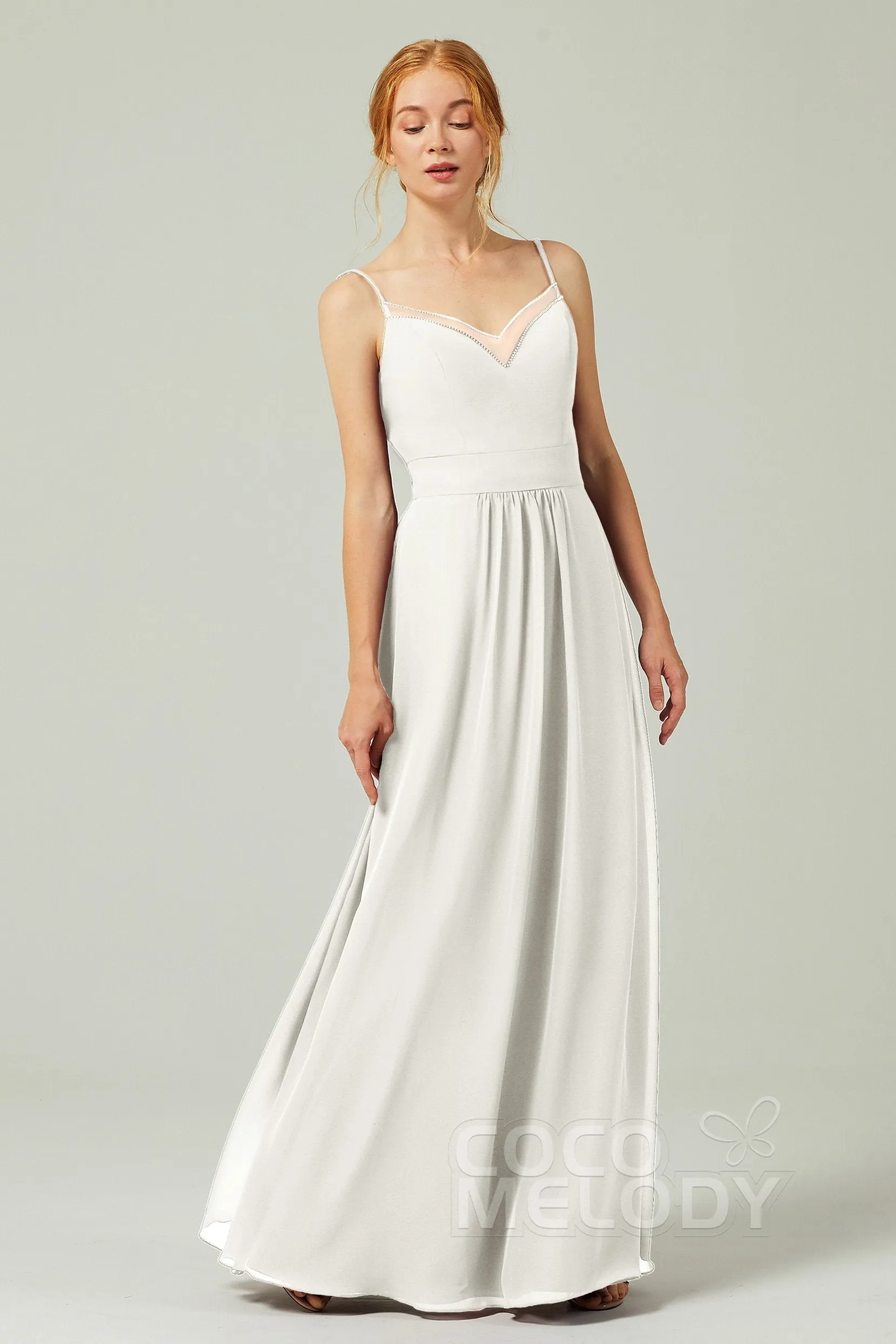 A-Line Floor Length Chiffon Bridesmaid Dress CB0293