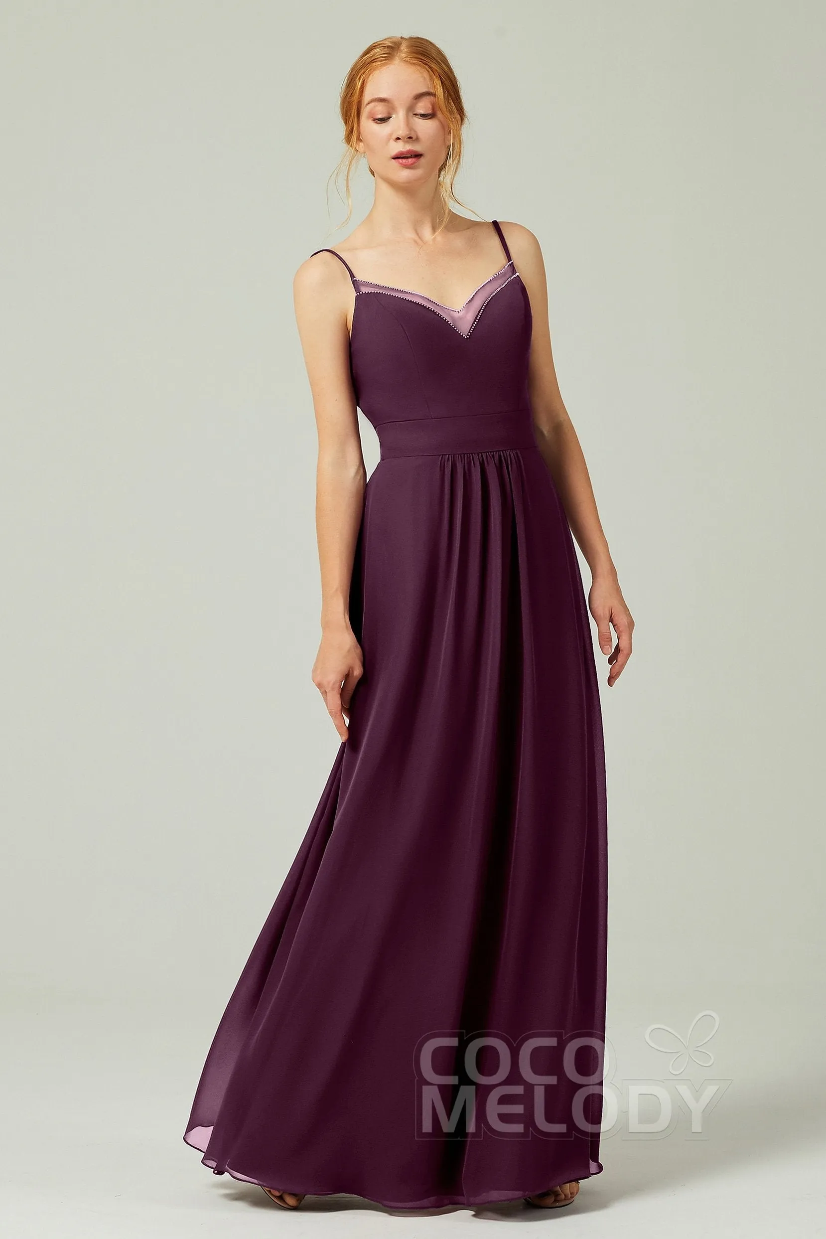 A-Line Floor Length Chiffon Bridesmaid Dress CB0293