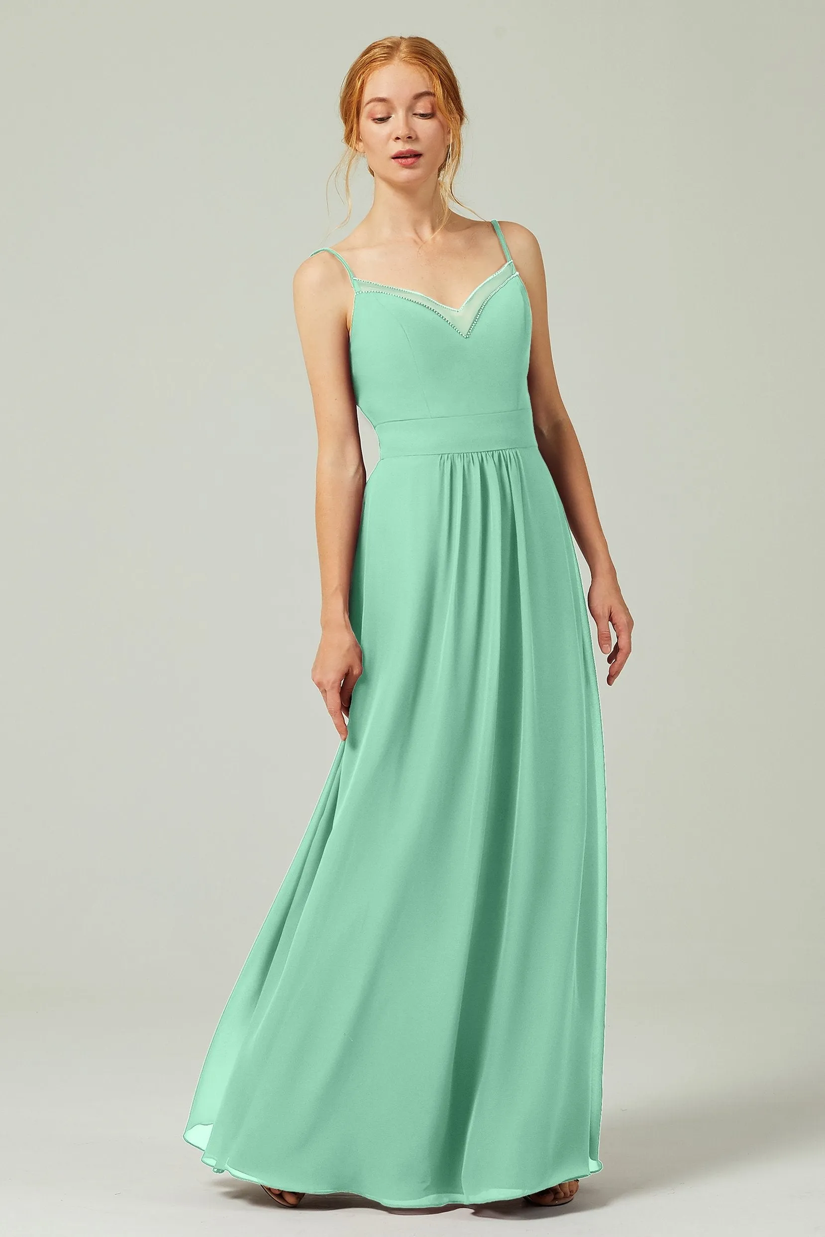 A-Line Floor Length Chiffon Bridesmaid Dress CB0293