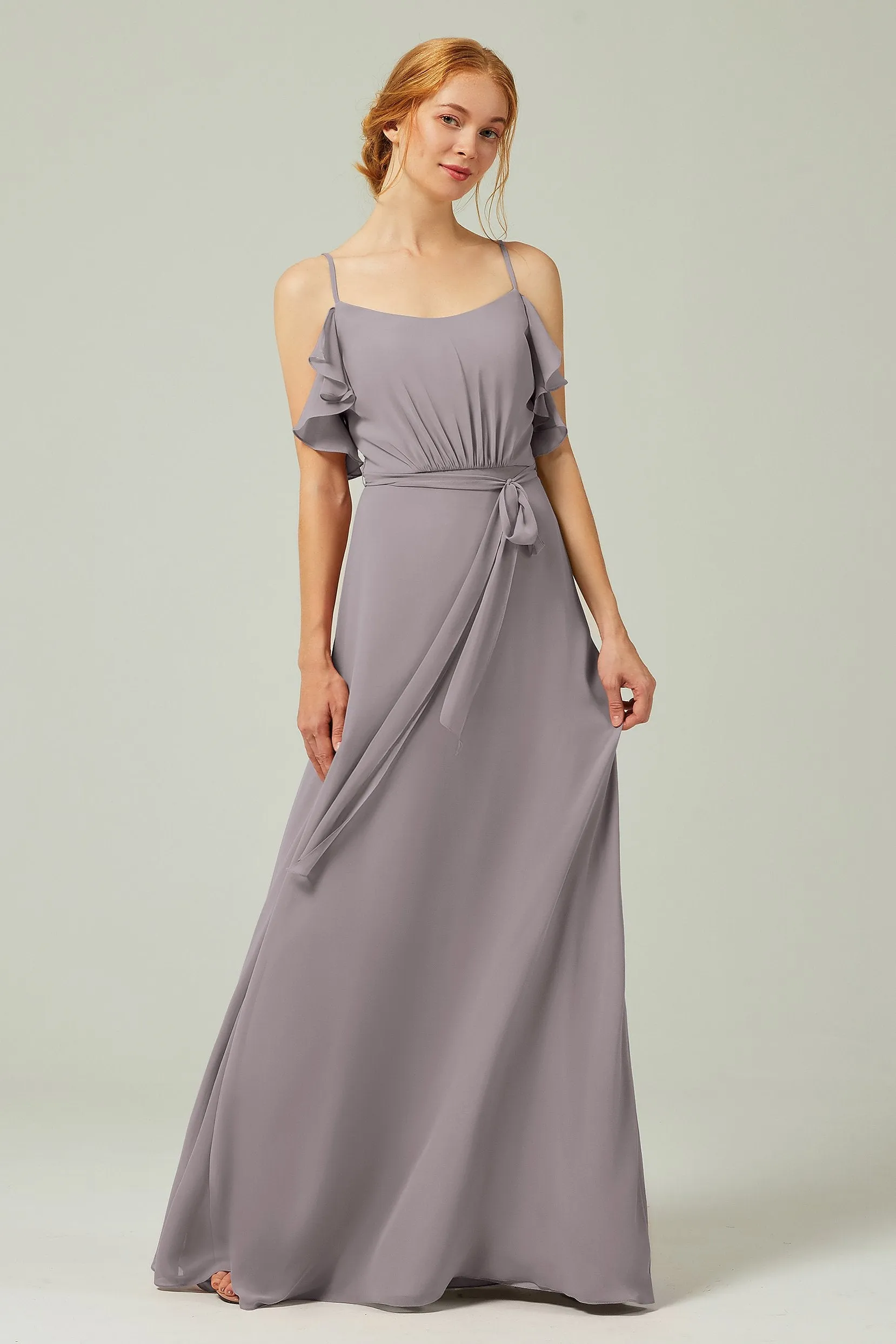 A-Line Floor Length Chiffon Bridesmaid Dress CB0299