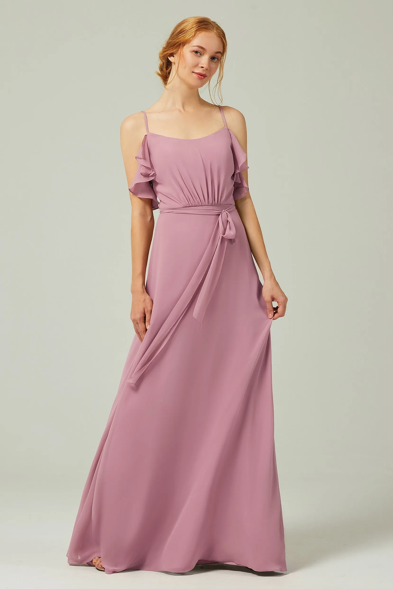 A-Line Floor Length Chiffon Bridesmaid Dress CB0299