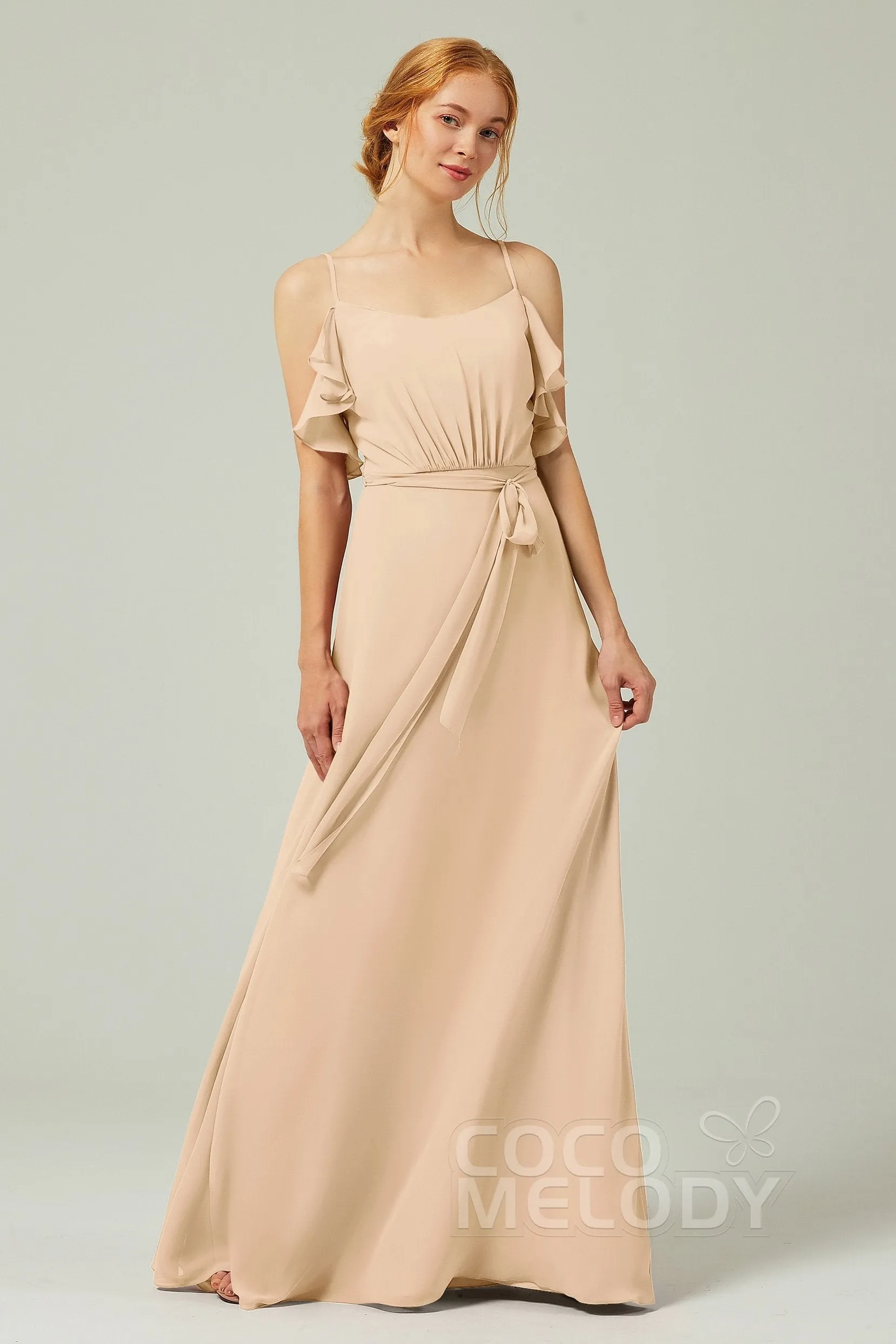A-Line Floor Length Chiffon Bridesmaid Dress CB0299