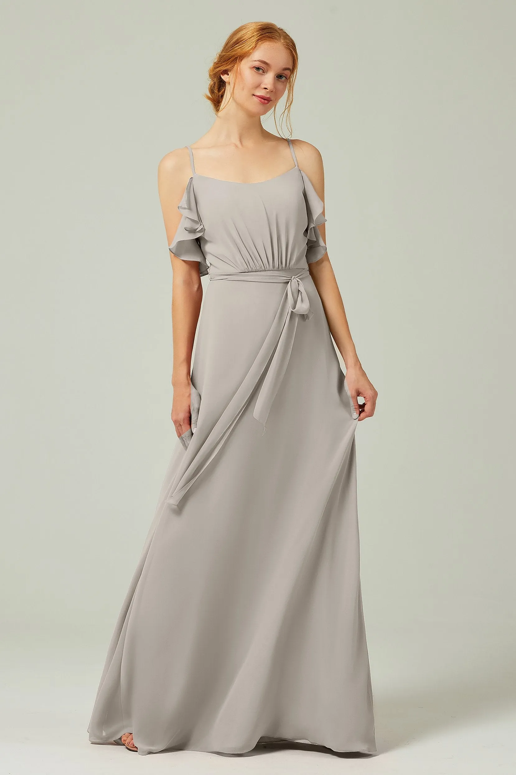 A-Line Floor Length Chiffon Bridesmaid Dress CB0299