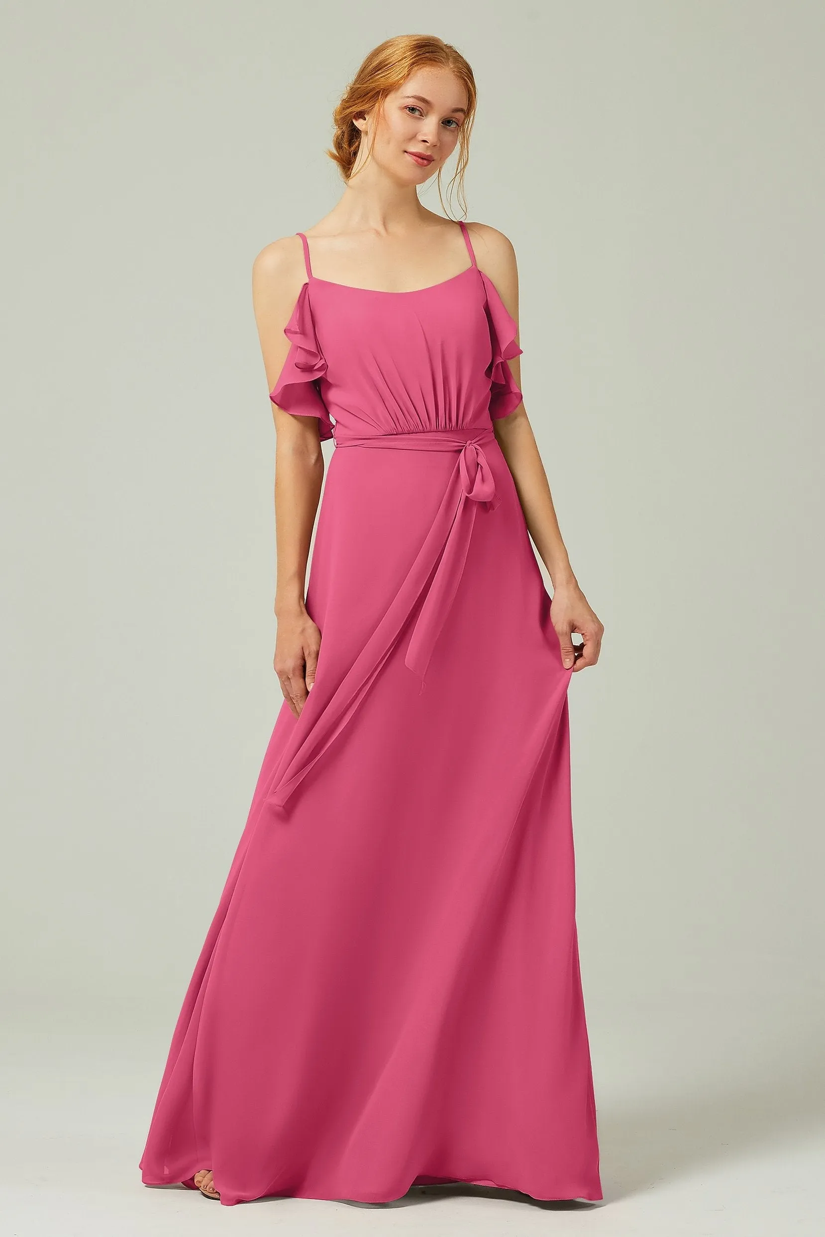 A-Line Floor Length Chiffon Bridesmaid Dress CB0299