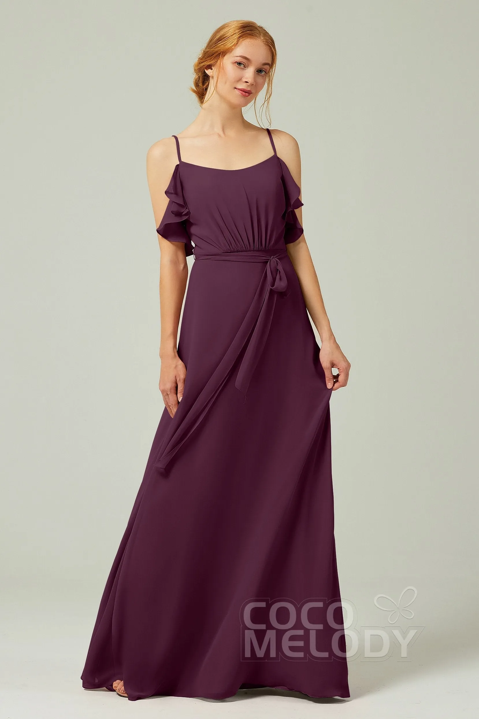 A-Line Floor Length Chiffon Bridesmaid Dress CB0299
