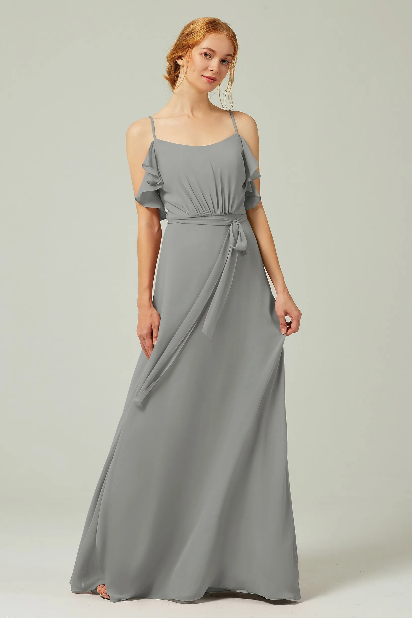 A-Line Floor Length Chiffon Bridesmaid Dress CB0299