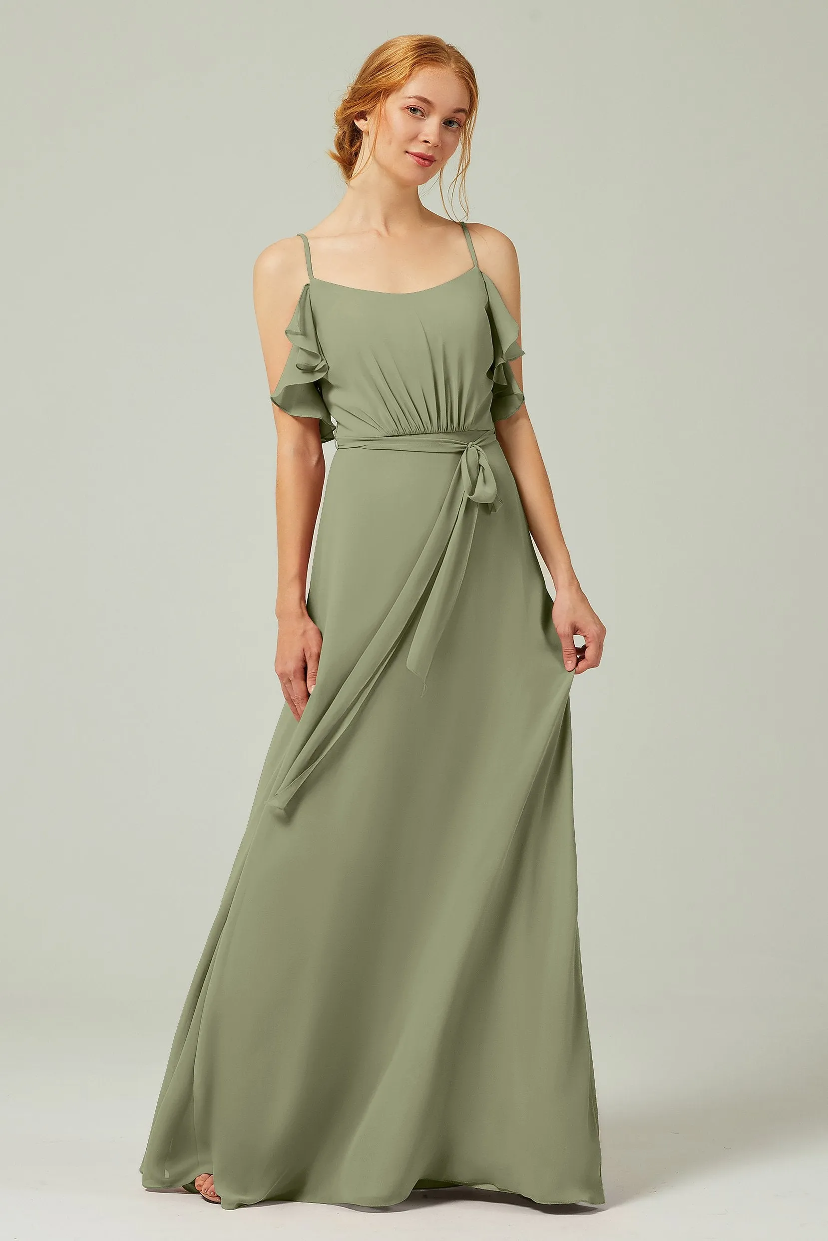 A-Line Floor Length Chiffon Bridesmaid Dress CB0299