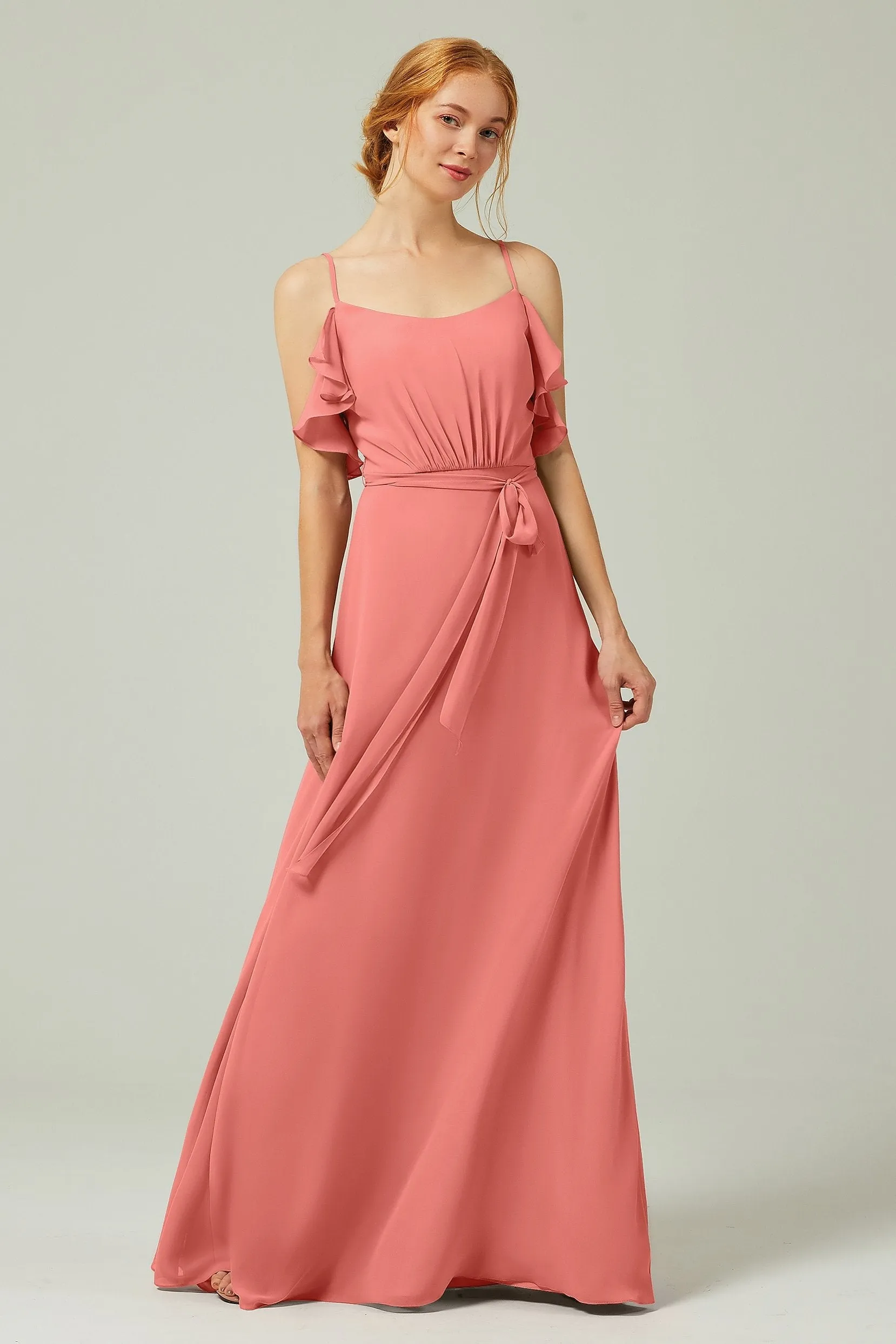 A-Line Floor Length Chiffon Bridesmaid Dress CB0299