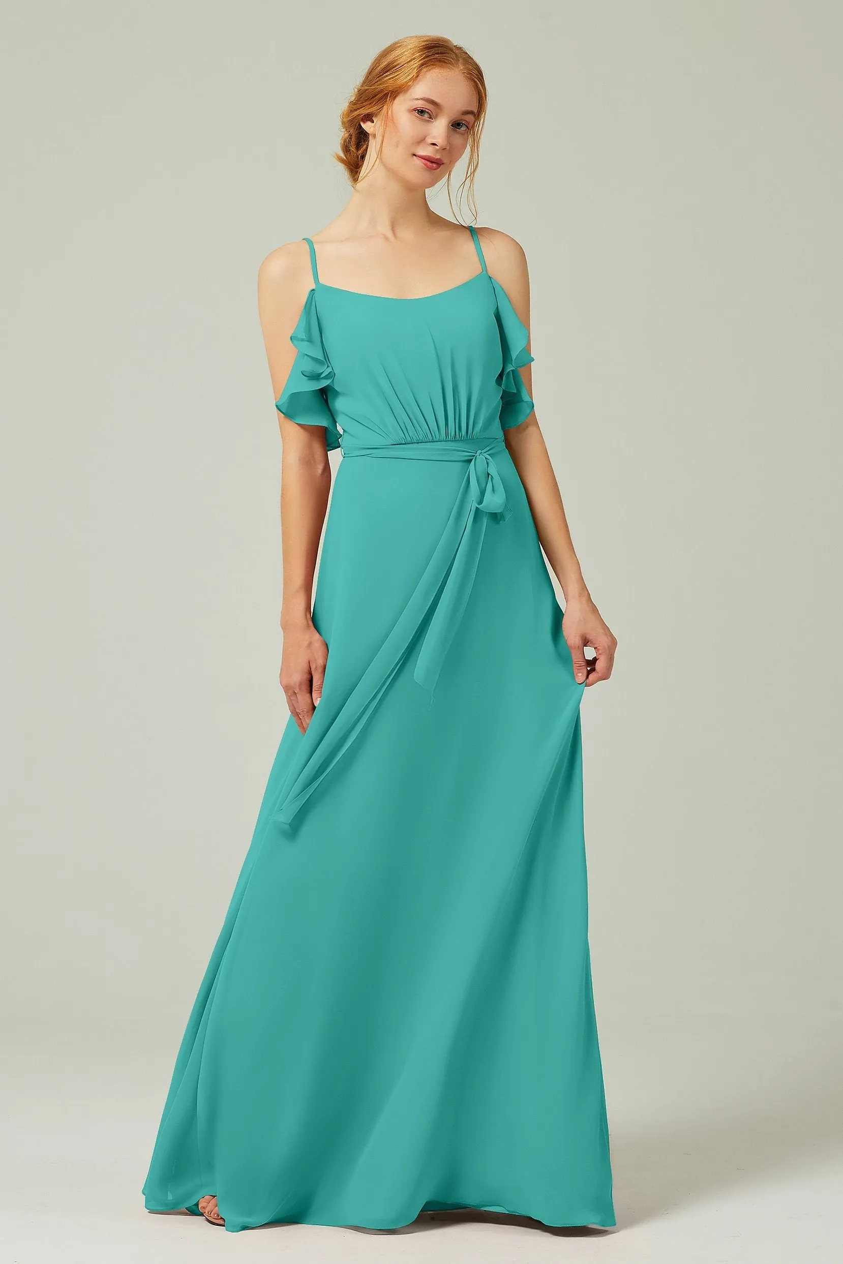 A-Line Floor Length Chiffon Bridesmaid Dress CB0299