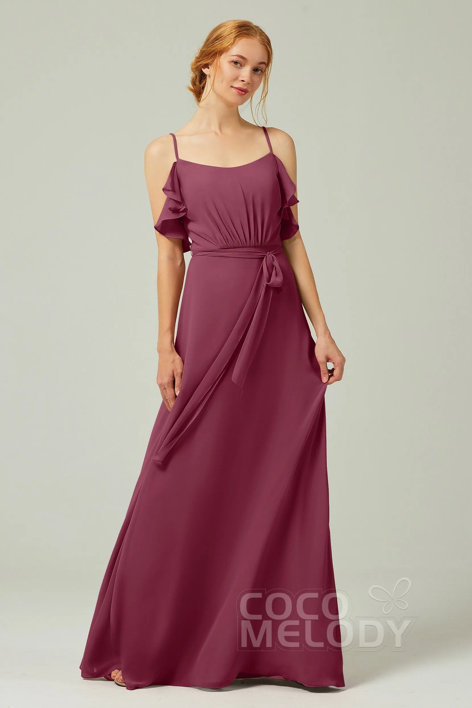 A-Line Floor Length Chiffon Bridesmaid Dress CB0299