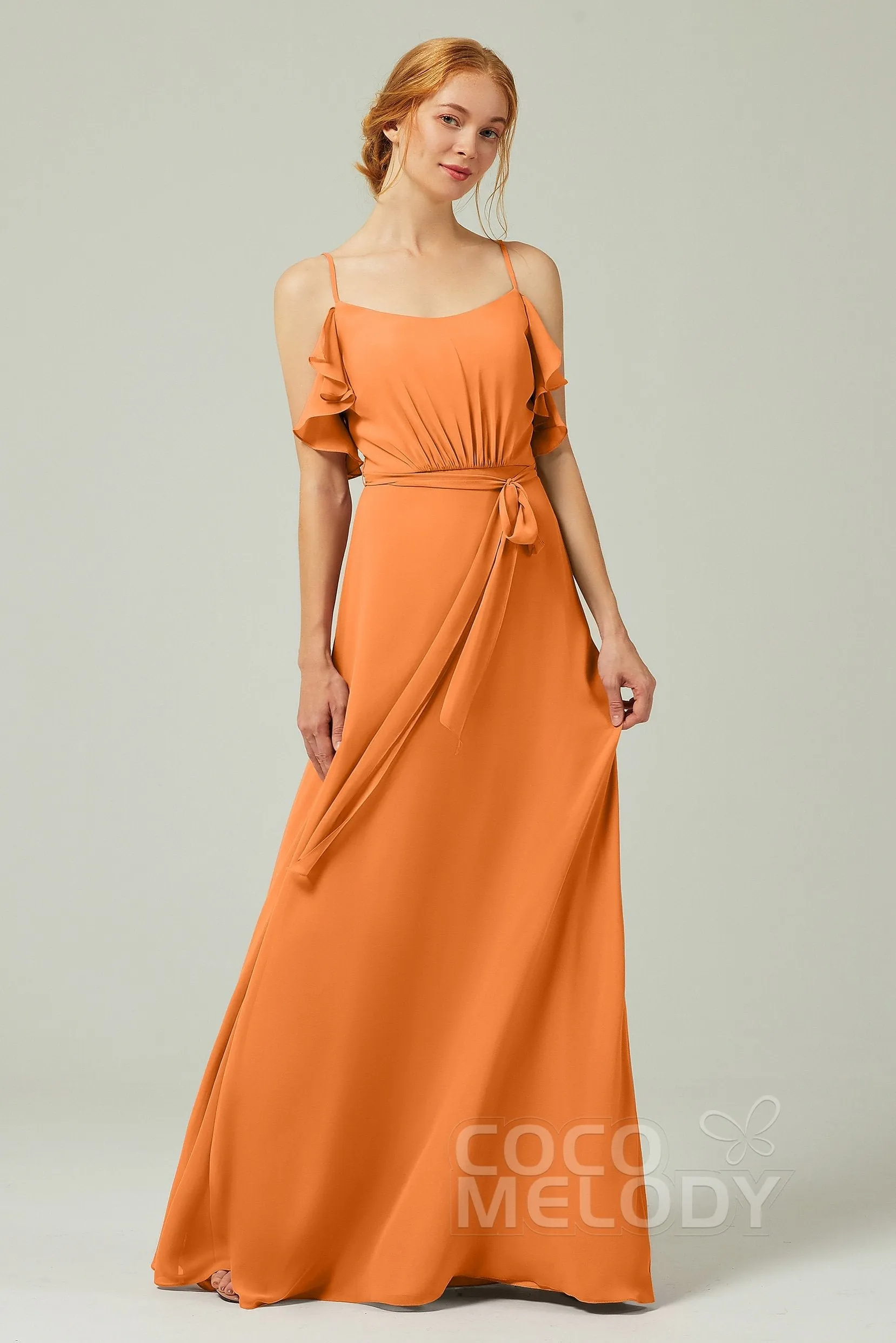 A-Line Floor Length Chiffon Bridesmaid Dress CB0299