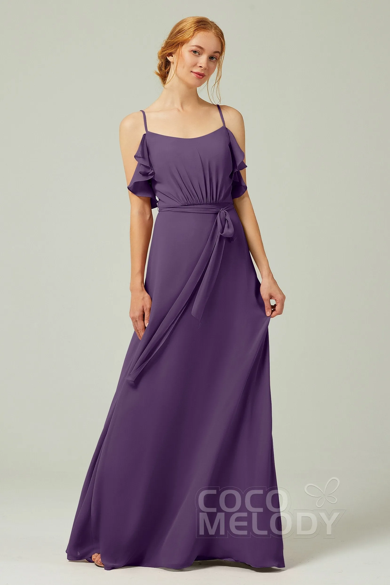 A-Line Floor Length Chiffon Bridesmaid Dress CB0299