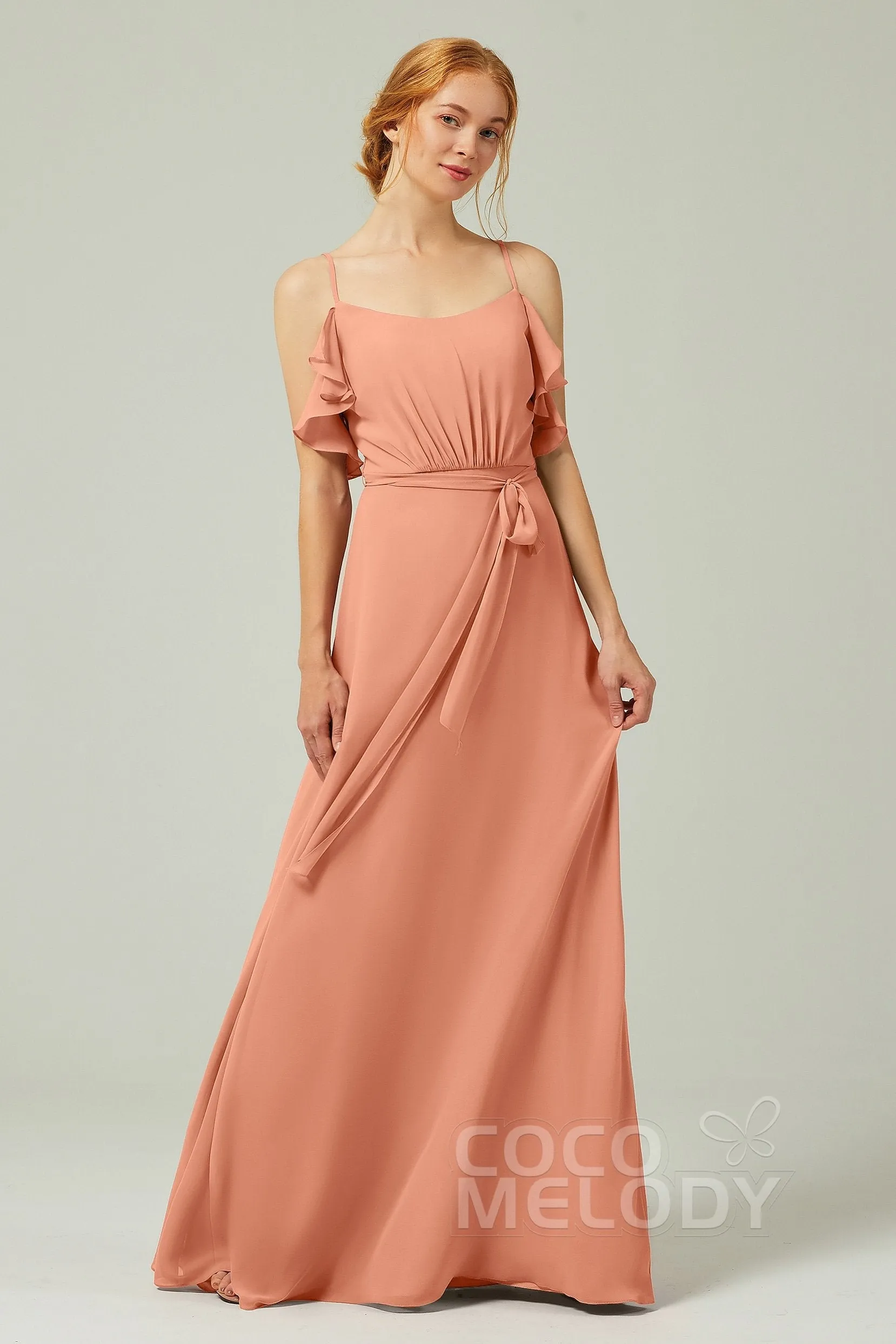 A-Line Floor Length Chiffon Bridesmaid Dress CB0299