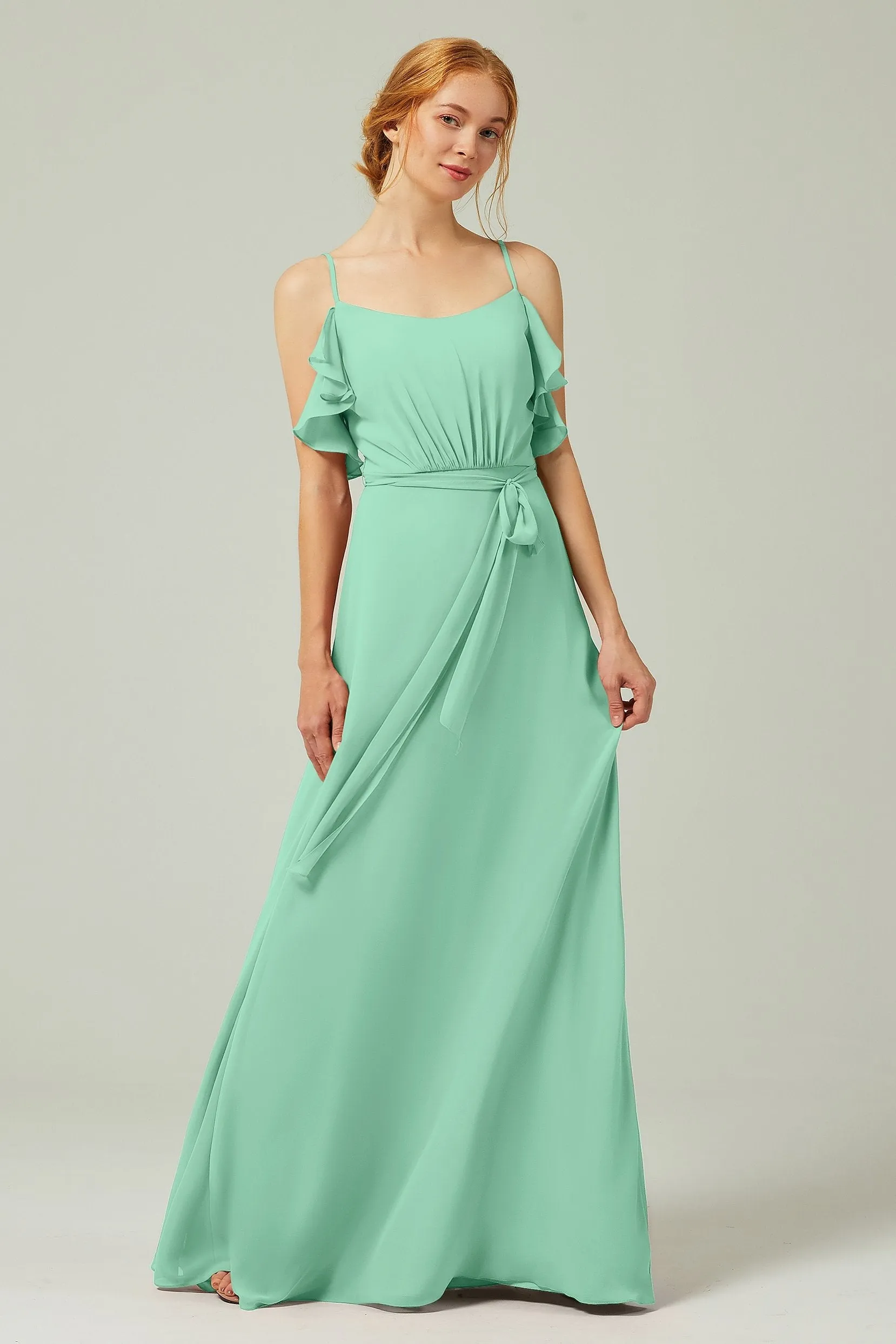 A-Line Floor Length Chiffon Bridesmaid Dress CB0299