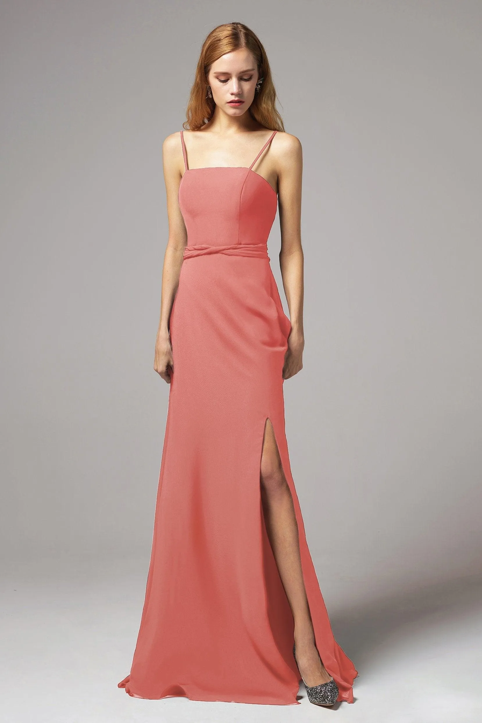 A-Line Floor Length Chiffon Bridesmaid Dress CB0414