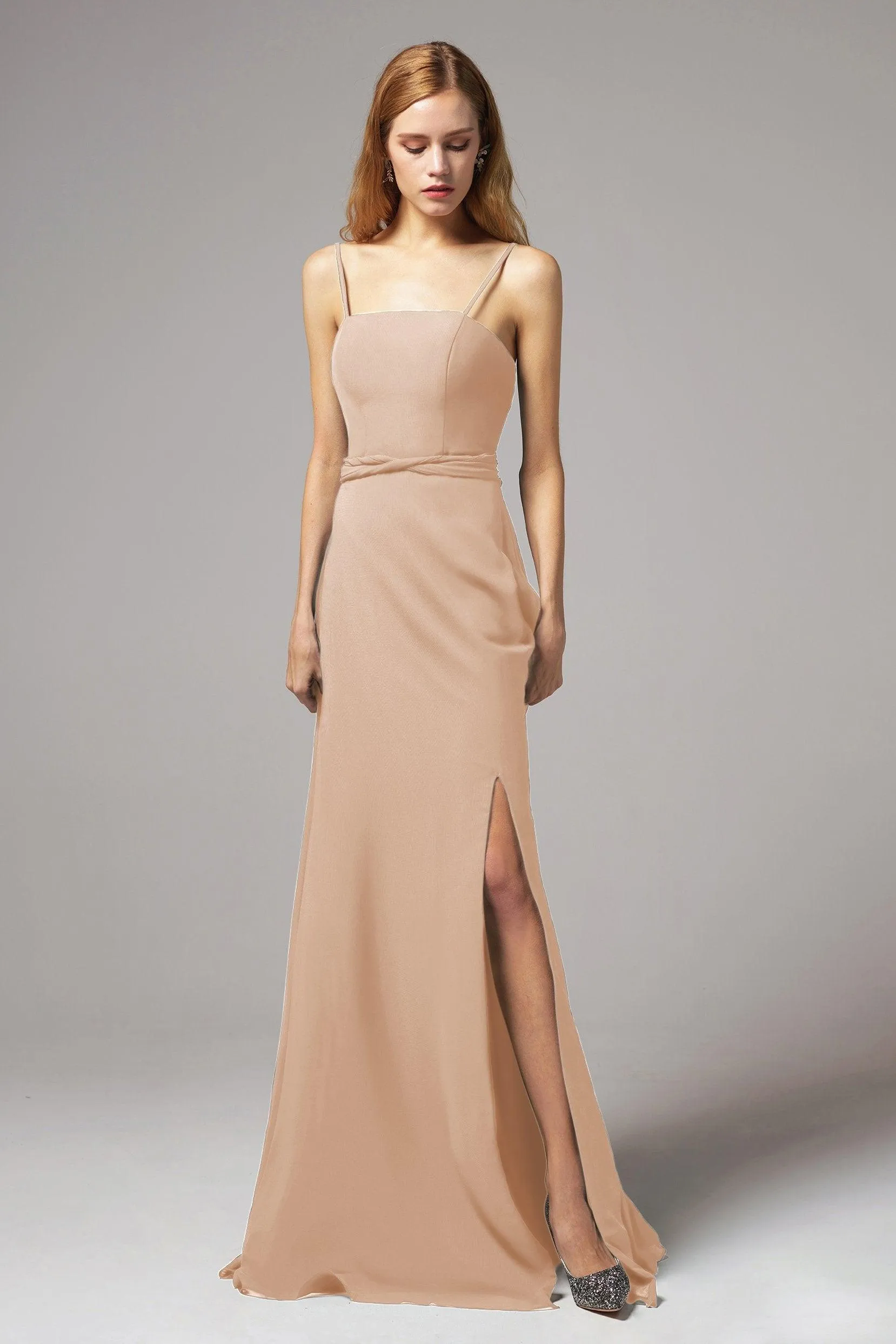 A-Line Floor Length Chiffon Bridesmaid Dress CB0414