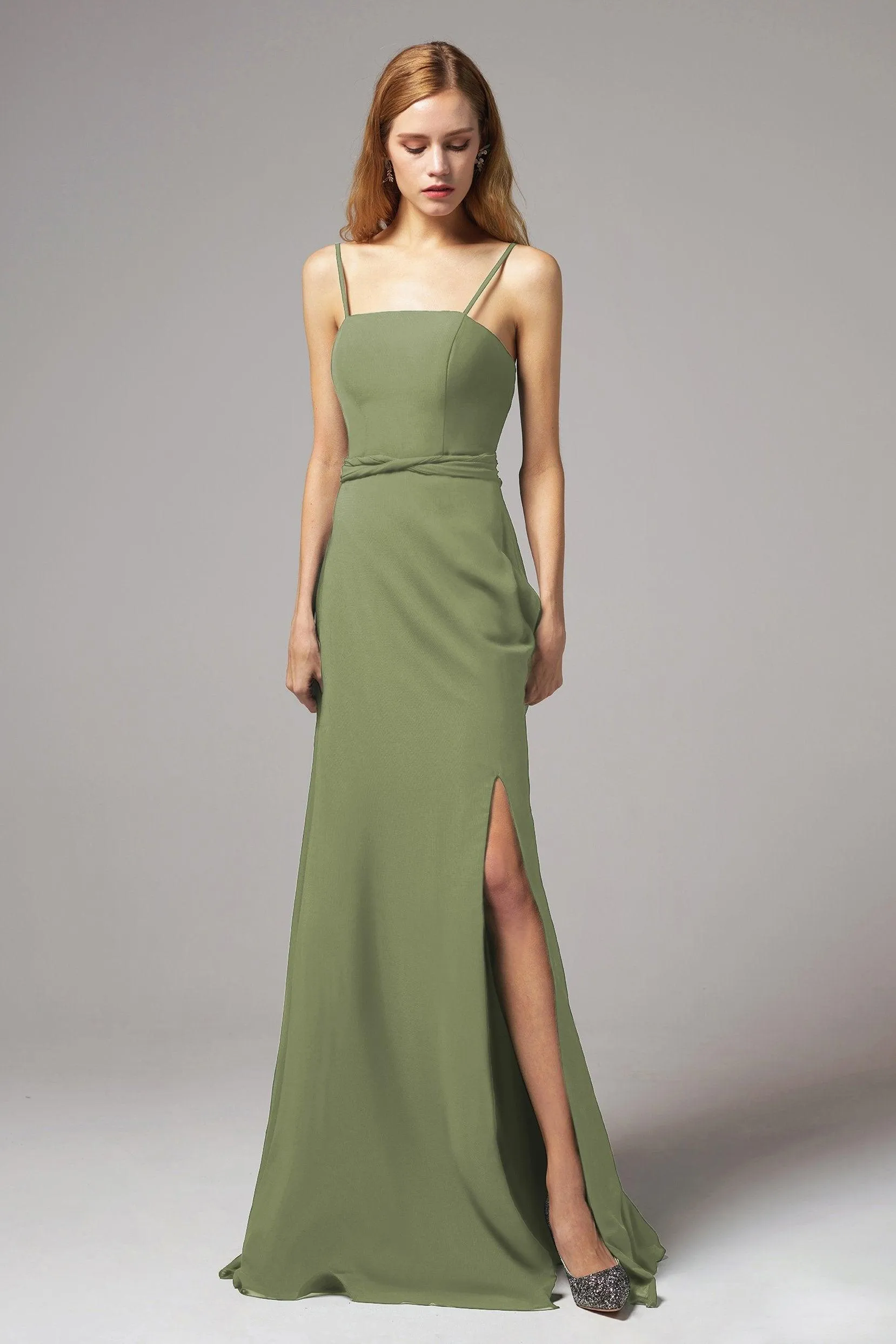 A-Line Floor Length Chiffon Bridesmaid Dress CB0414