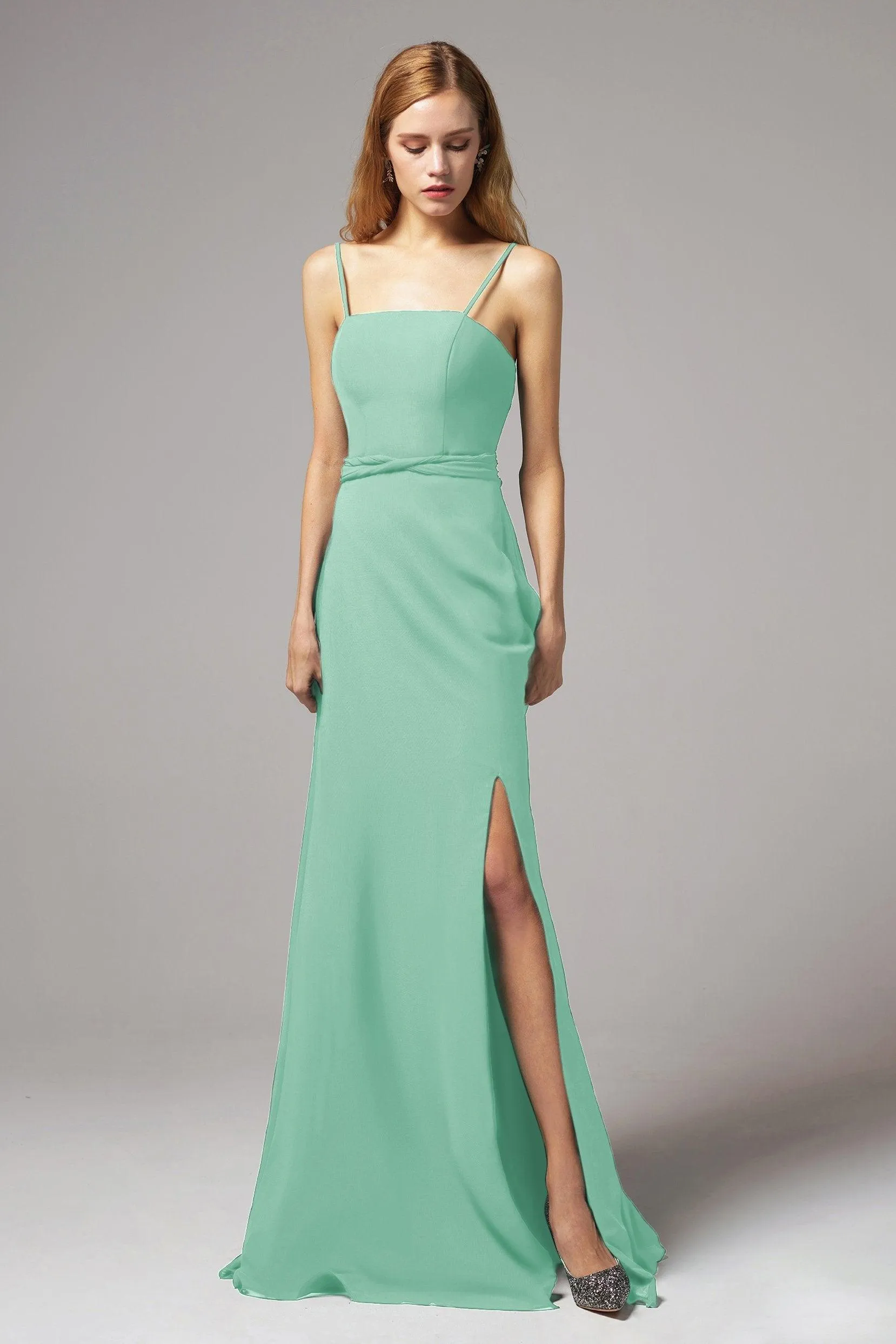 A-Line Floor Length Chiffon Bridesmaid Dress CB0414