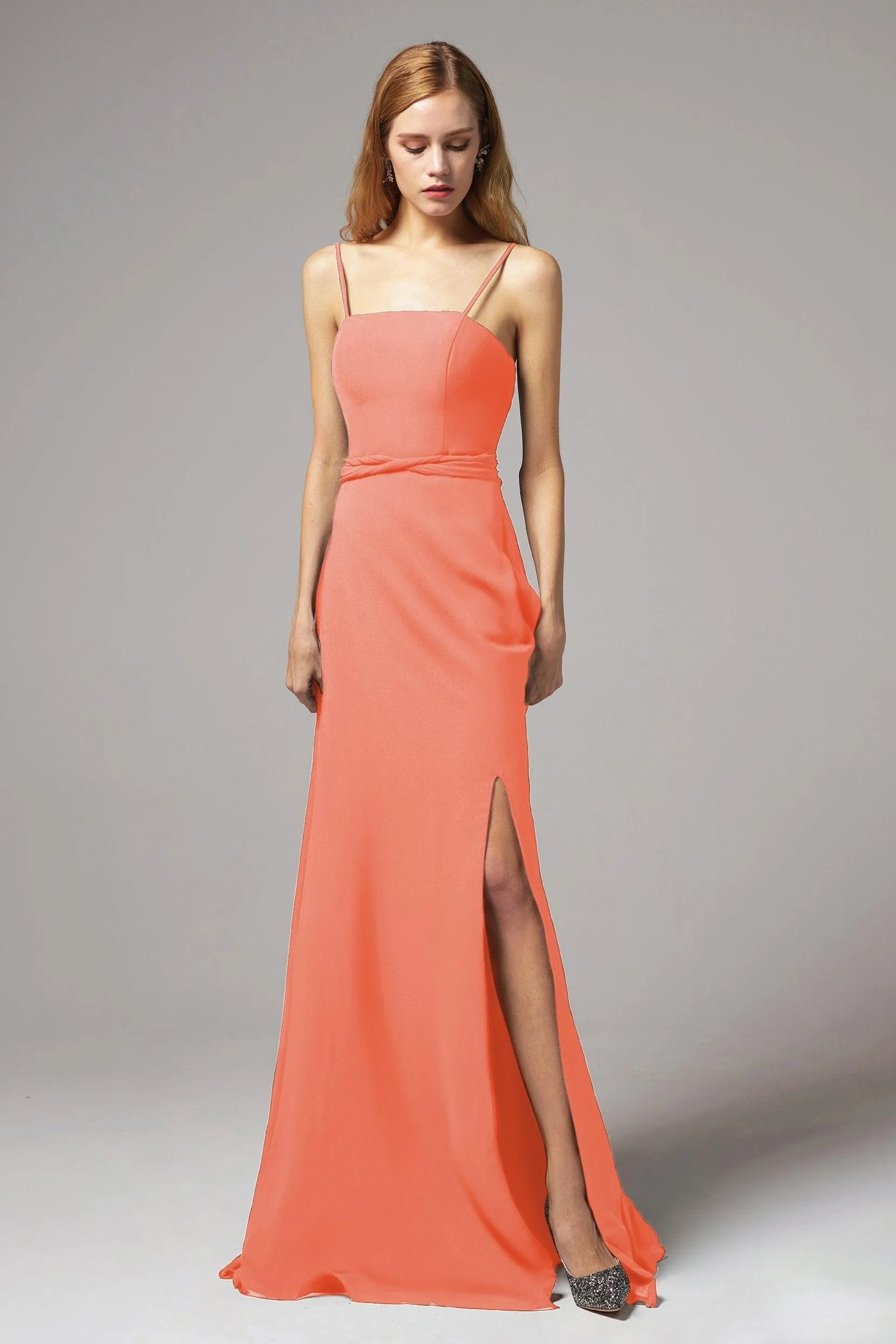 A-Line Floor Length Chiffon Bridesmaid Dress CB0414