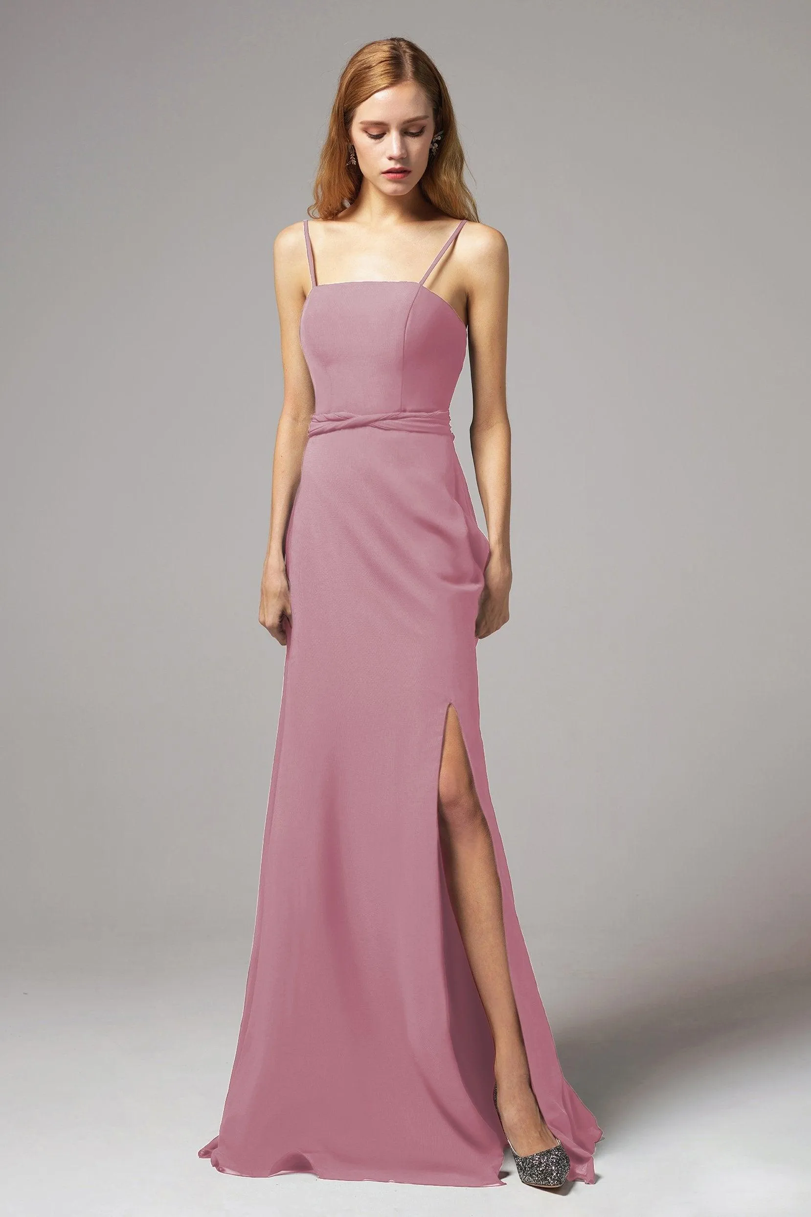 A-Line Floor Length Chiffon Bridesmaid Dress CB0414